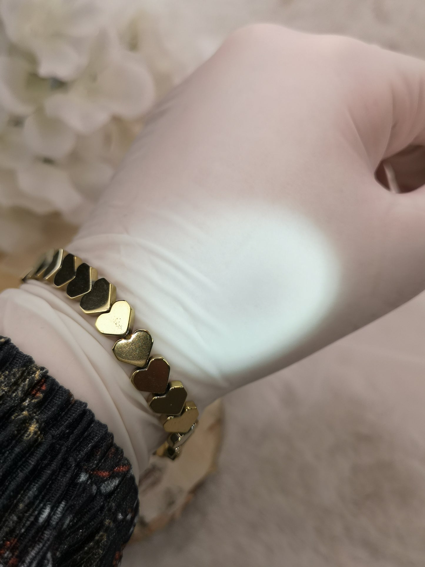 Pyrit Herz Armband, dehnbar