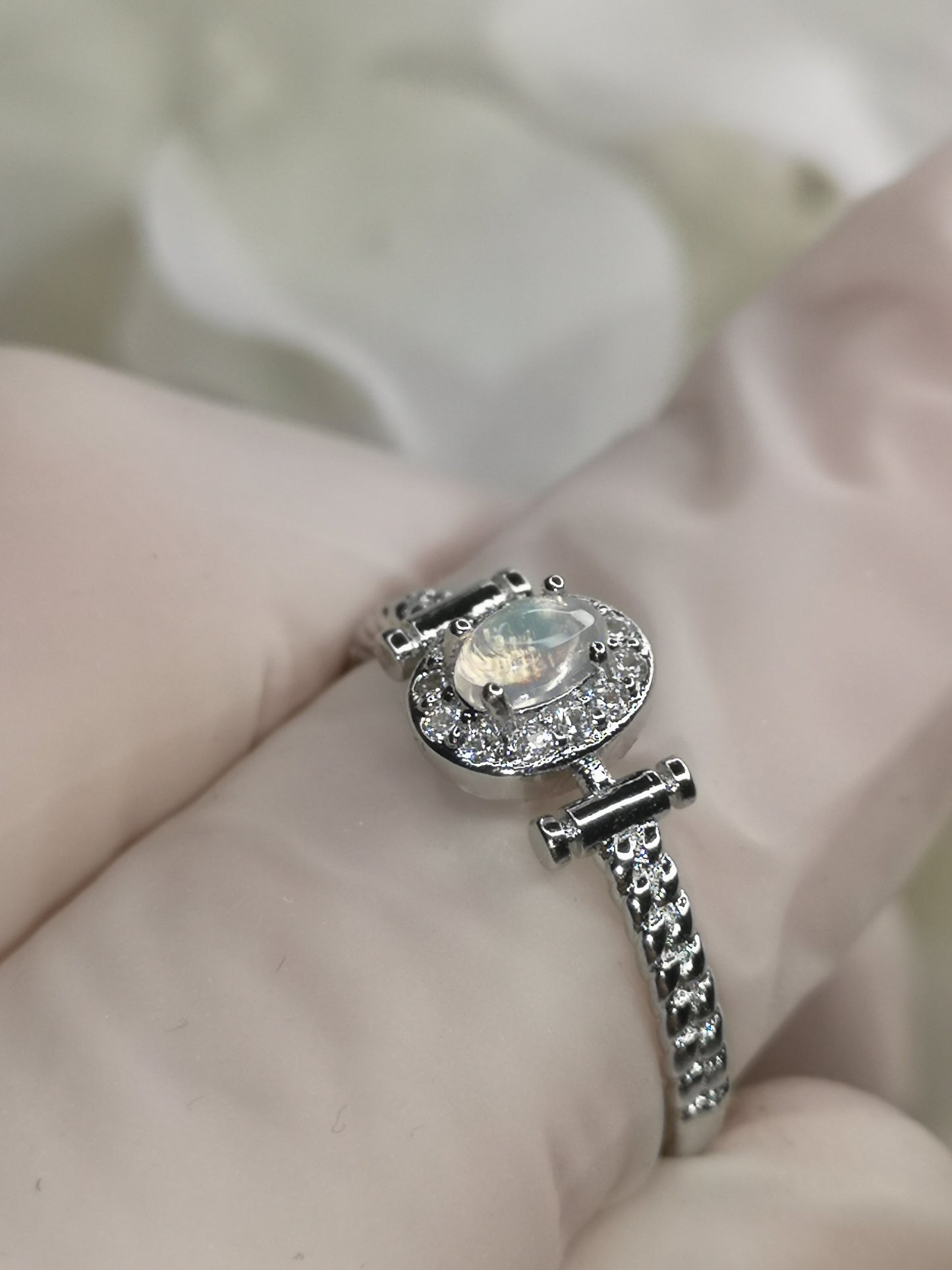 Opal 925 Silber Ring, verstellbar