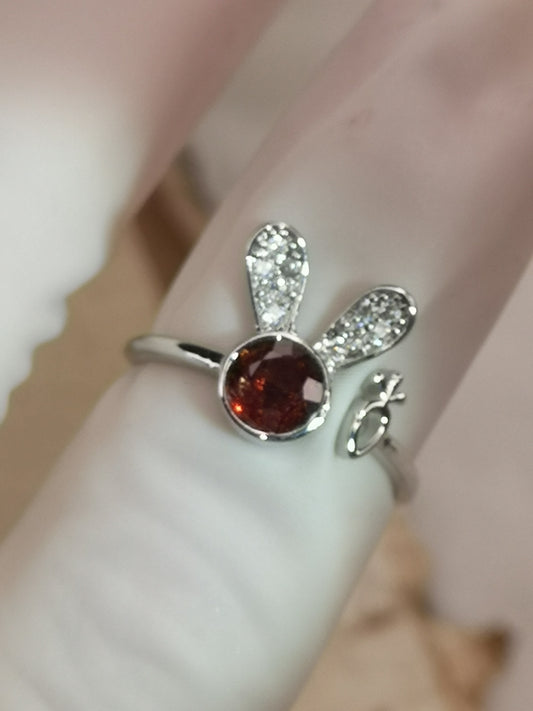 Granat Garnet Edelstein, Kupfer Ring verstellbar
