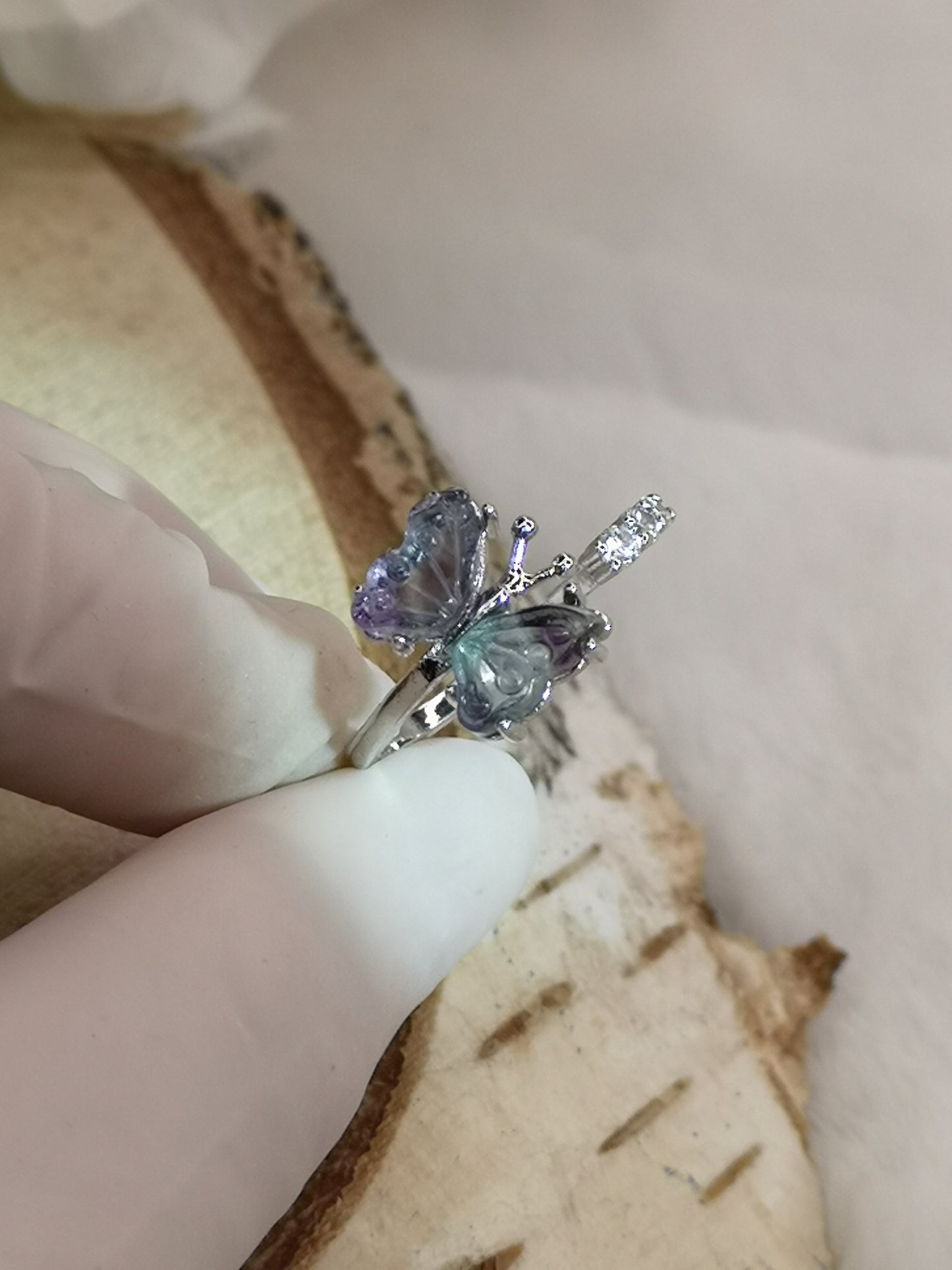 Fluorite Edelstein Schmetterling Kupfer Ring