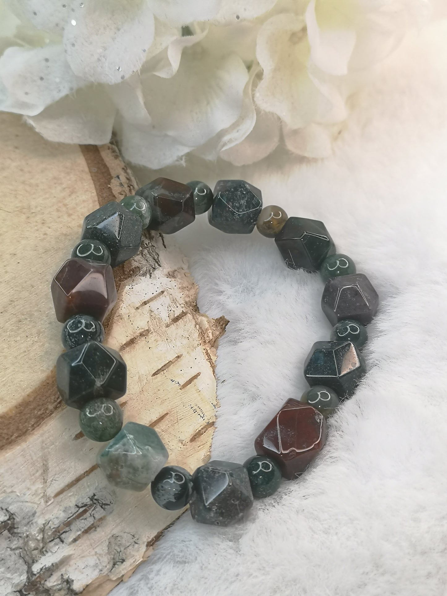 Moos Achat Edelstein, Armband