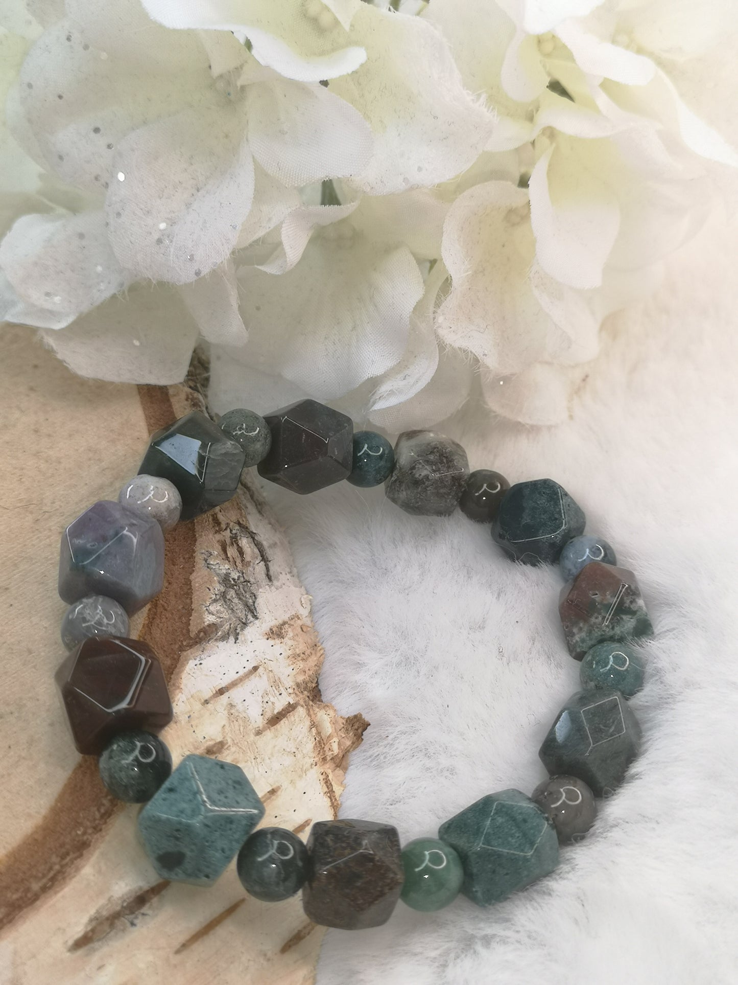 Moos Achat Edelstein, Armband