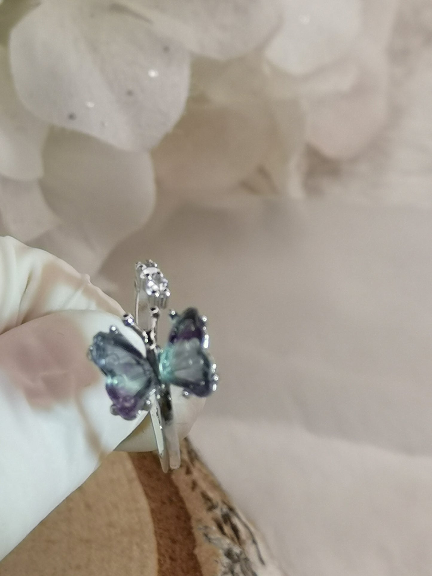 Fluorite Edelstein Schmetterling Kupfer Ring