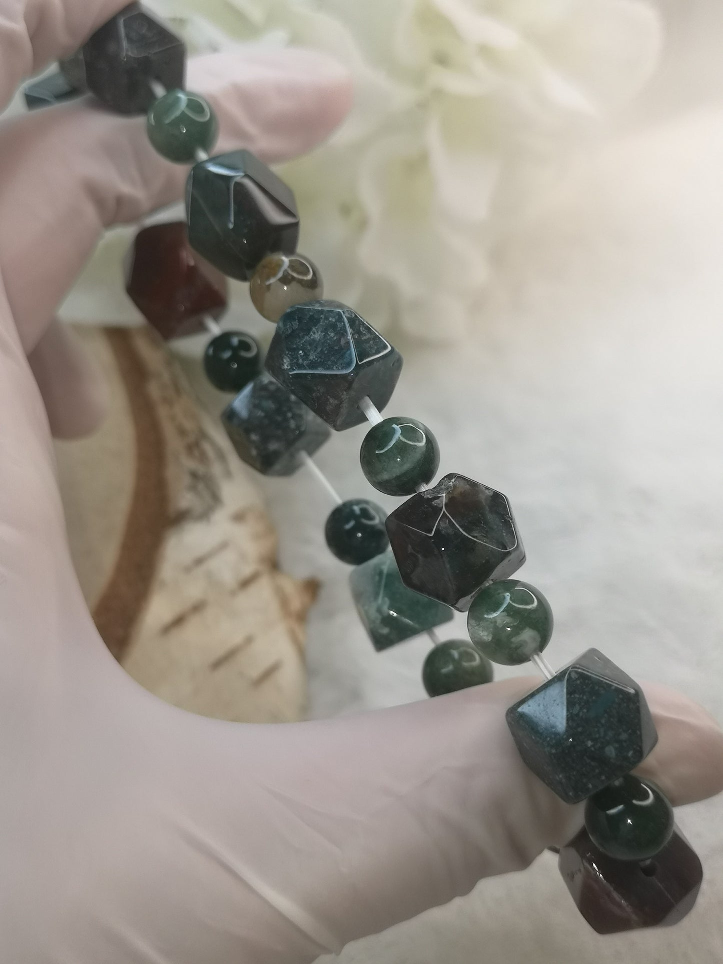 Moos Achat Edelstein, Armband