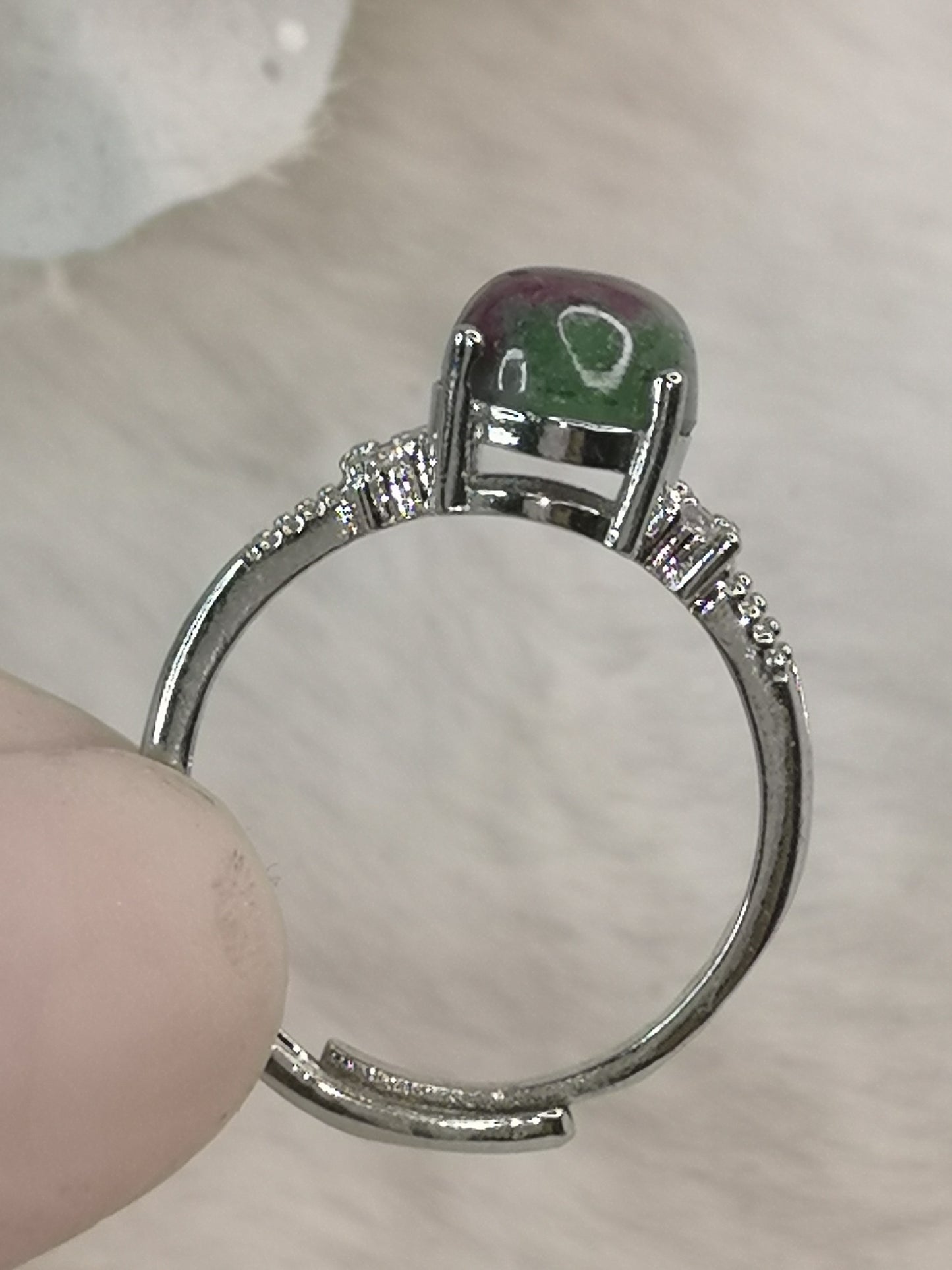 Rubin Zoisit, Kupfer Ring, verstellbar.