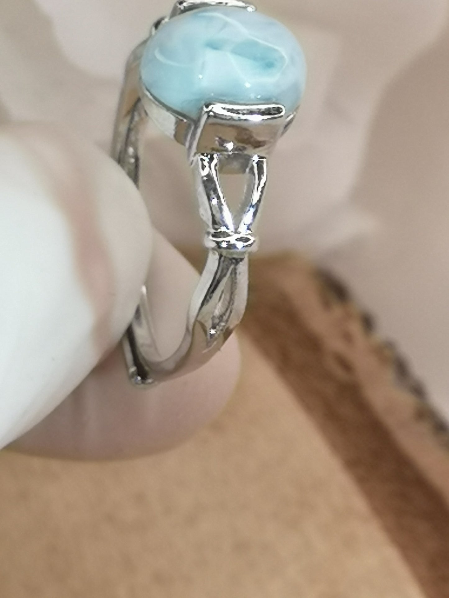 Larimar Edelstein Kupfer Ring verstellbar