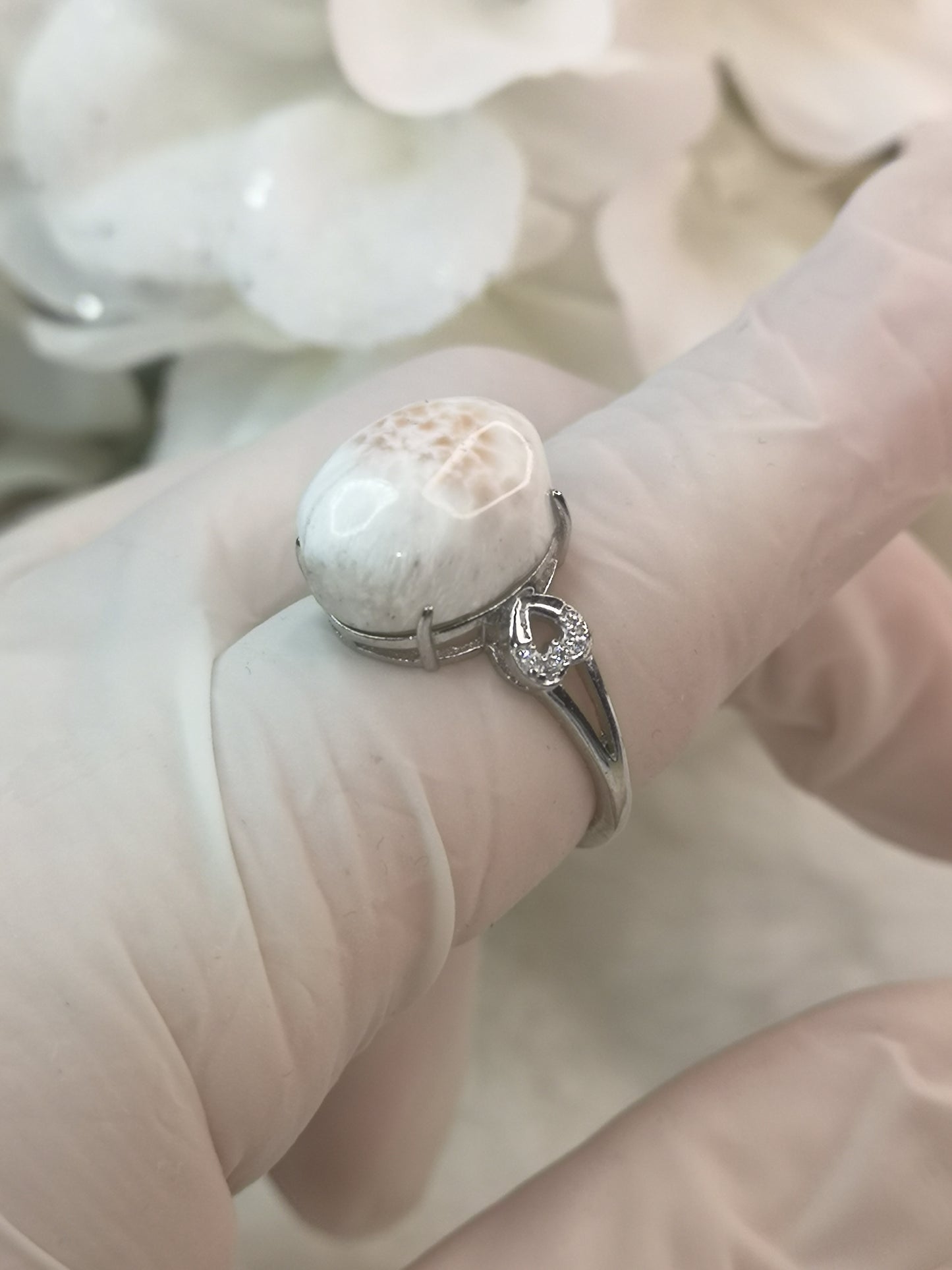 Pink Larimar 925 Silber Ring verstellbar