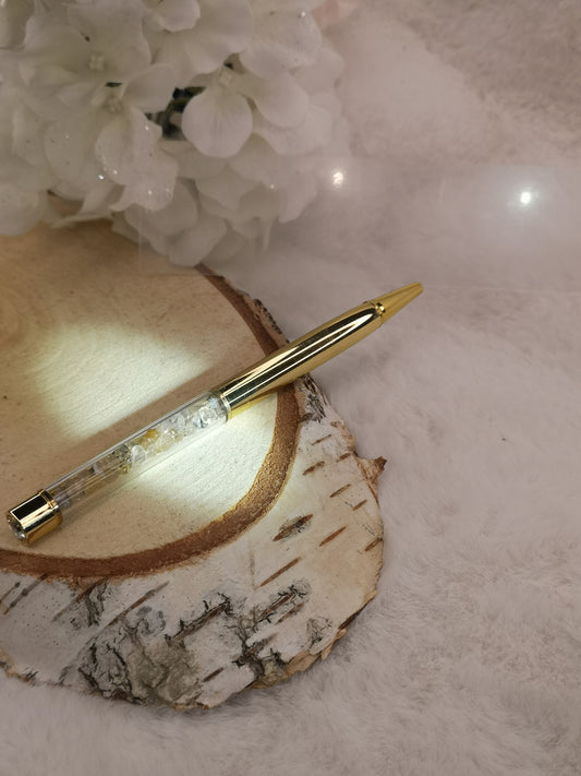 Kugelschreiber mit Citrin Edelsteine