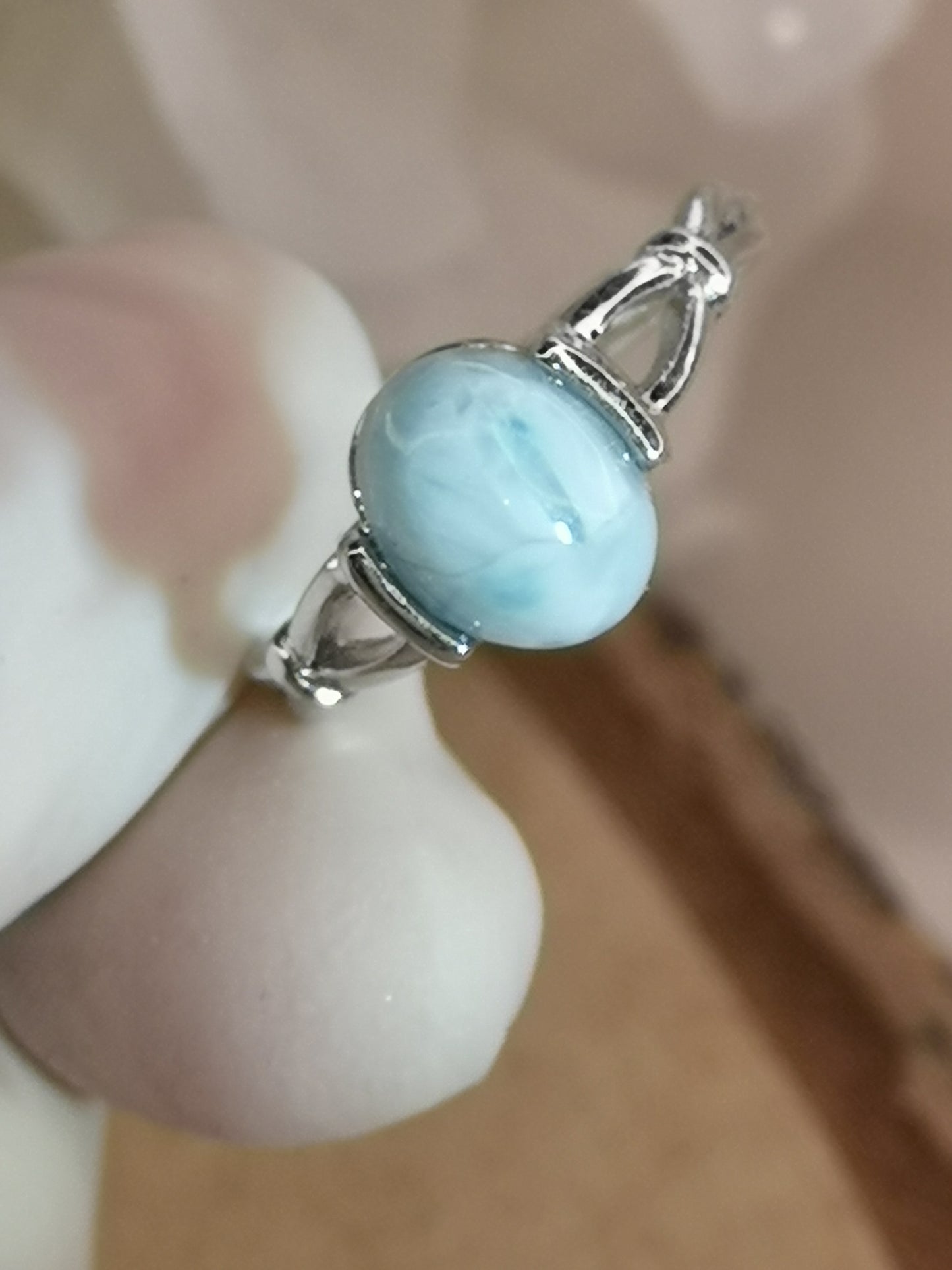 Larimar Edelstein Kupfer Ring verstellbar