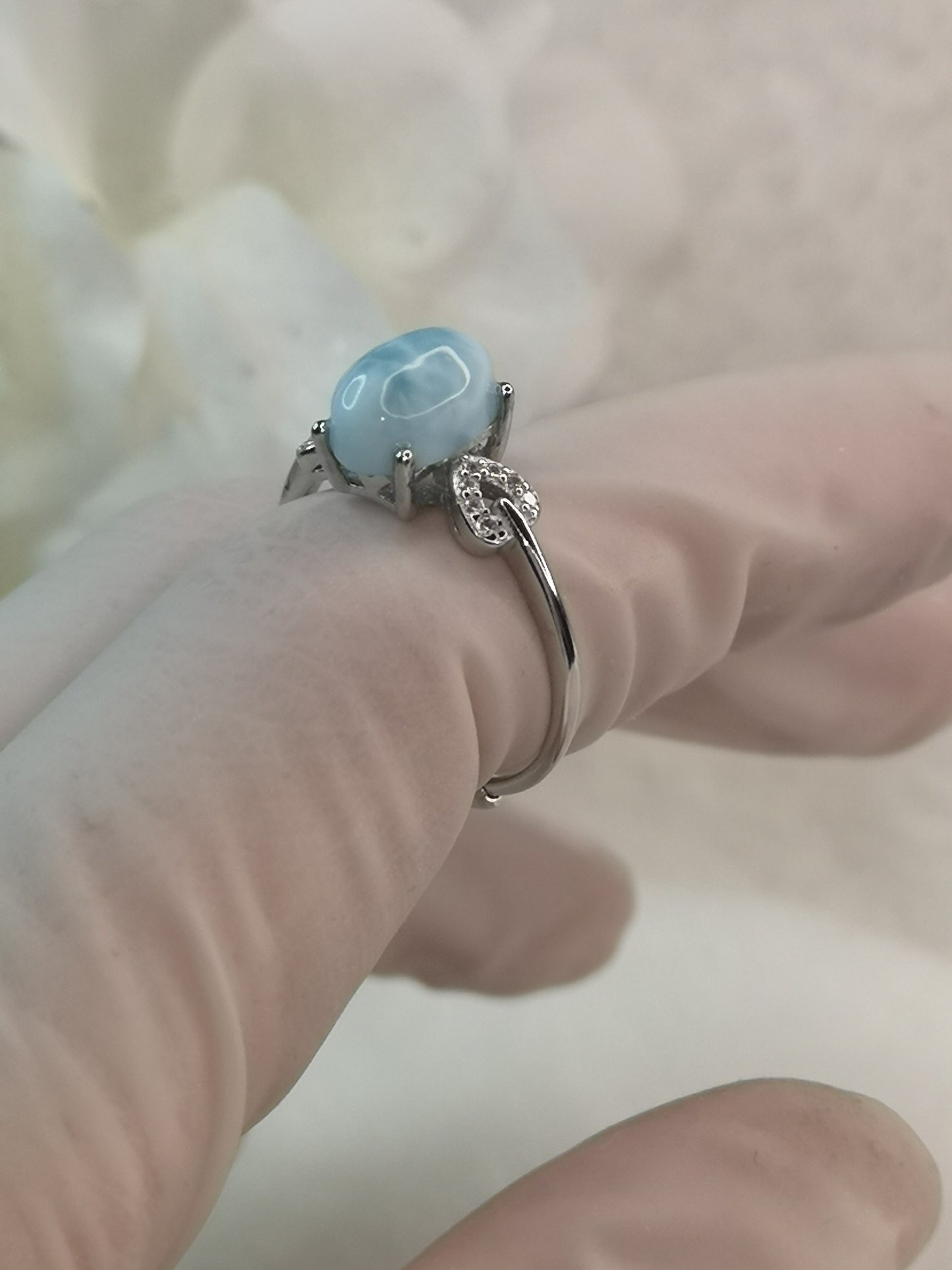 Larimar 925 Silber Ring, verstellbar