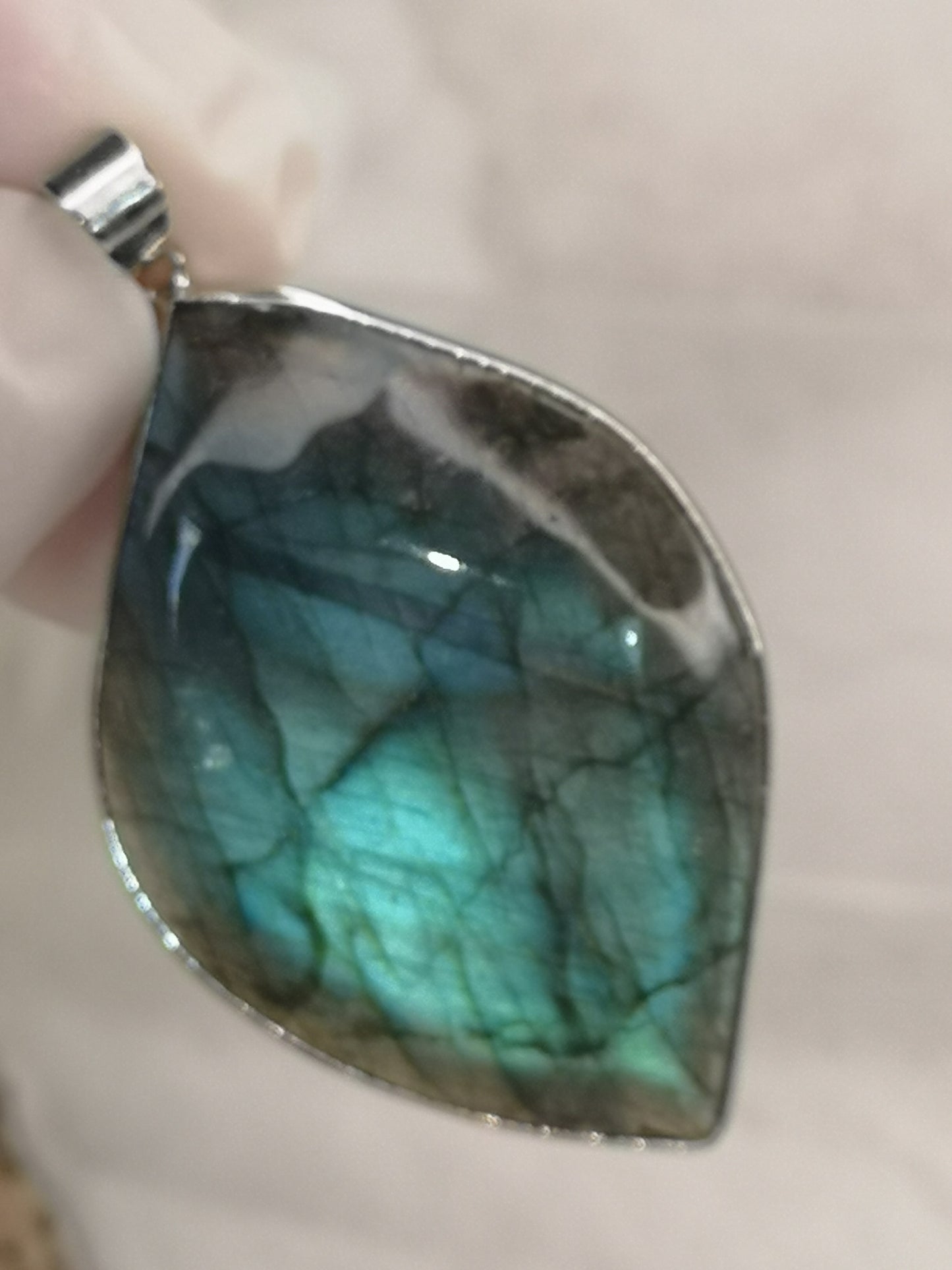 Labradorite Edelstein Tropfen, Kupfer Ketten Anhänger