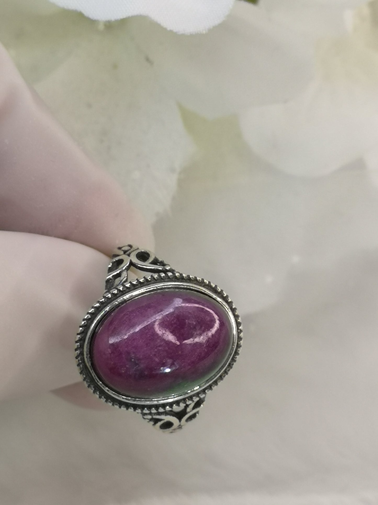 Rubin in Kyanite 925 Silber Ring verstellbar Edelstein Schmuck