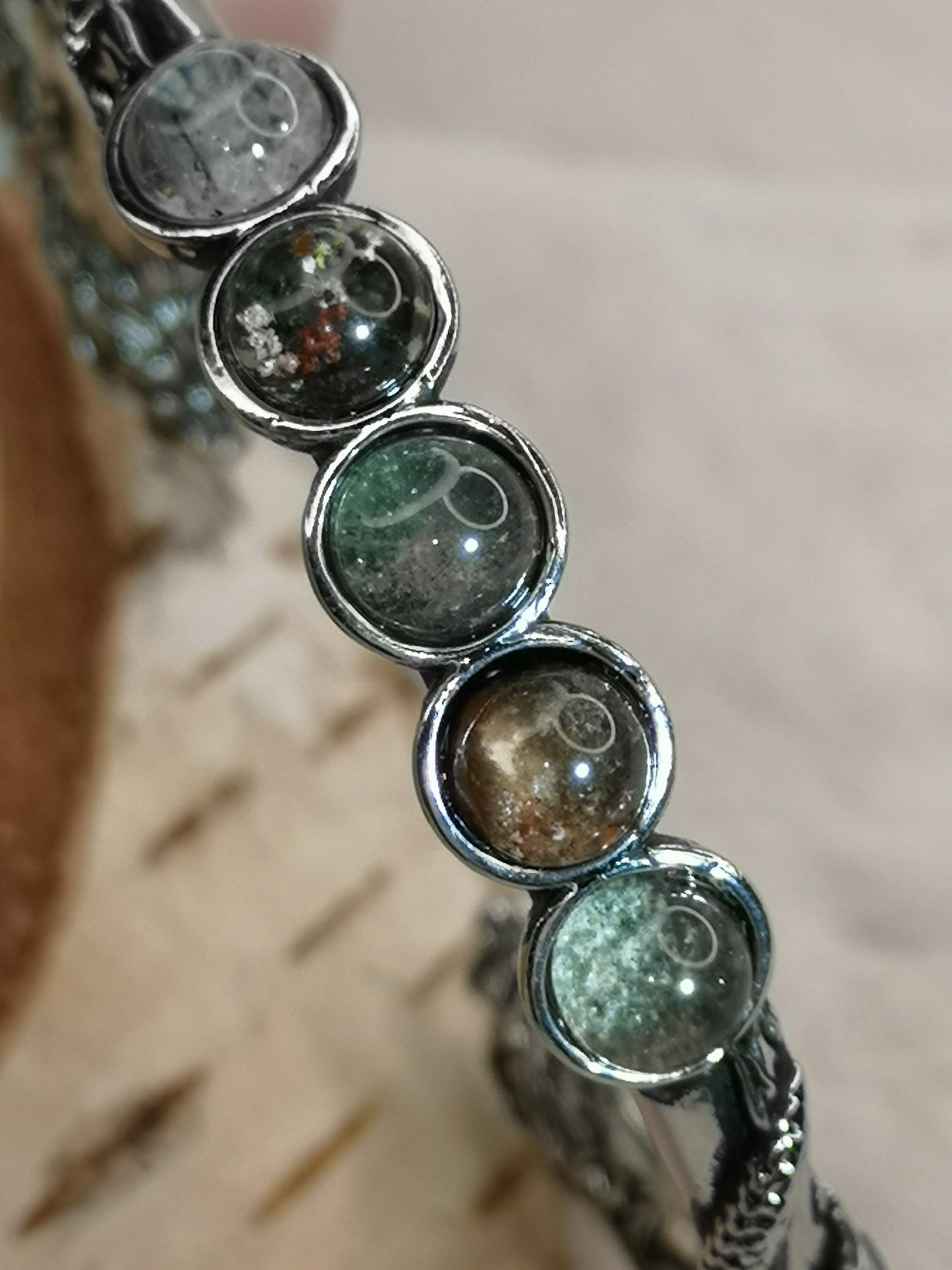 Gartenquartz Edelsteine, Kupfer Drachendesign Armband