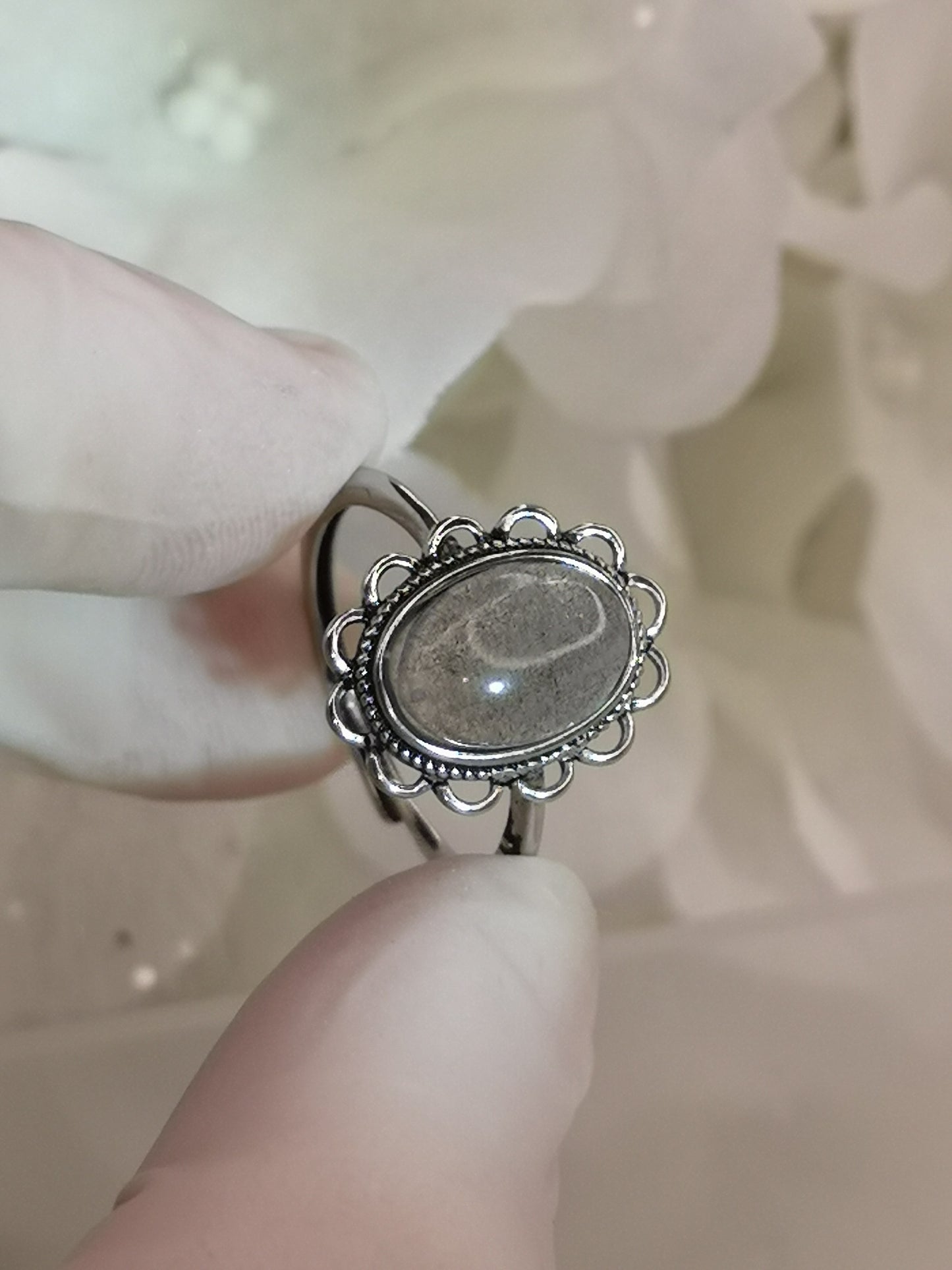 Labradorite Edelstein Kupfer Ring verstellbar