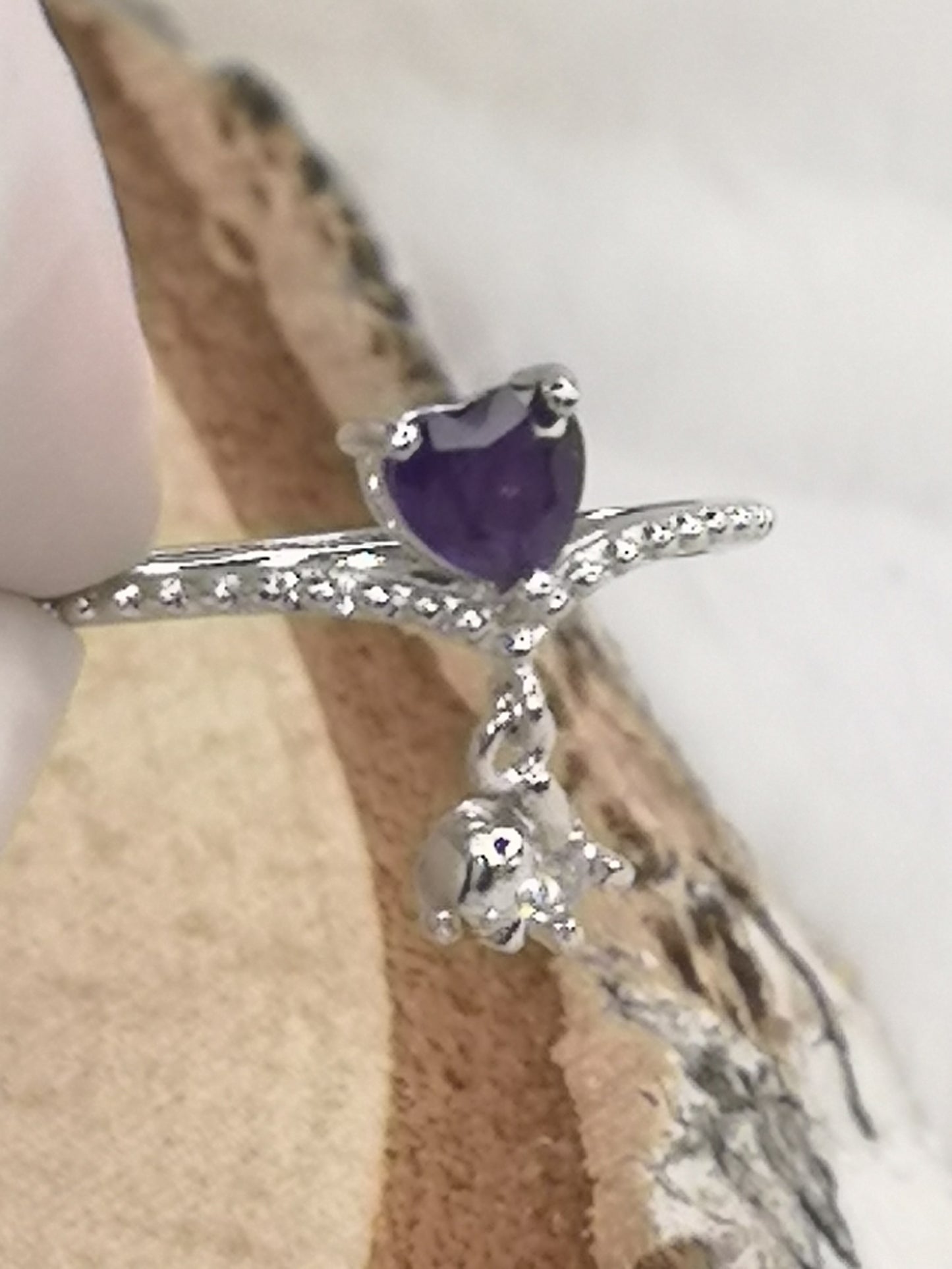 Amethyst Edelstein, Kupfer Ring verstellbar
