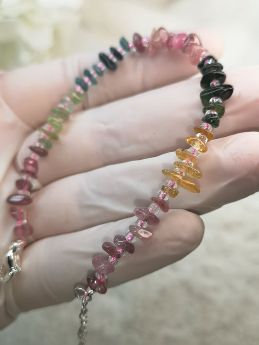 Colorful Turmalin Edelstein Armband, Kupfer Verschluss