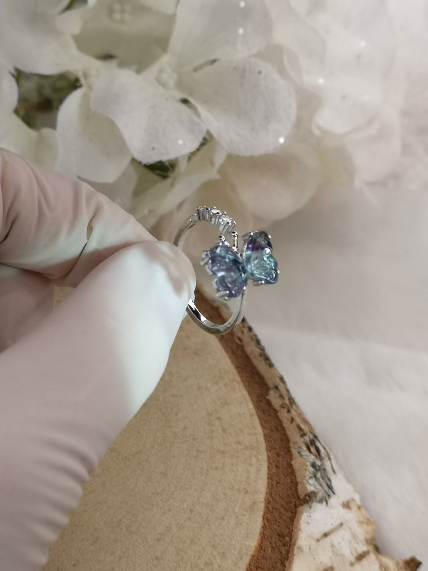 Fluorite Edelstein Schmetterling Kupfer Ring