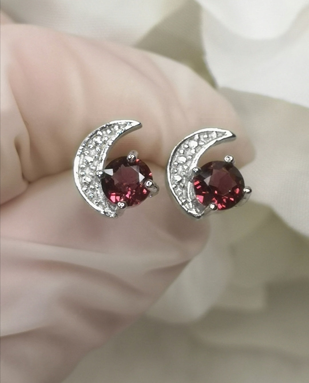 Purple Granat Edelstein, 925 Silber Ohrringe