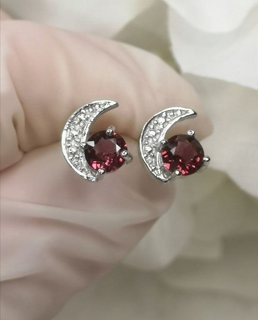 Purple Granat Edelstein, 925 Silber Ohrringe