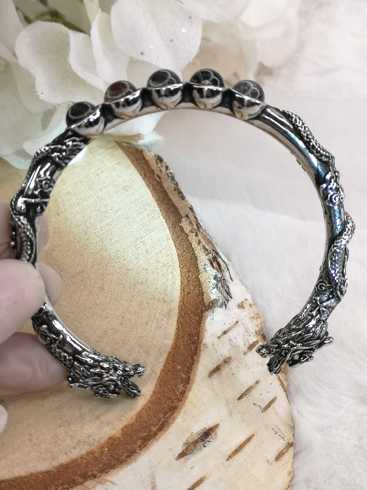 Gartenquartz Edelsteine, Kupfer Drachendesign Armband