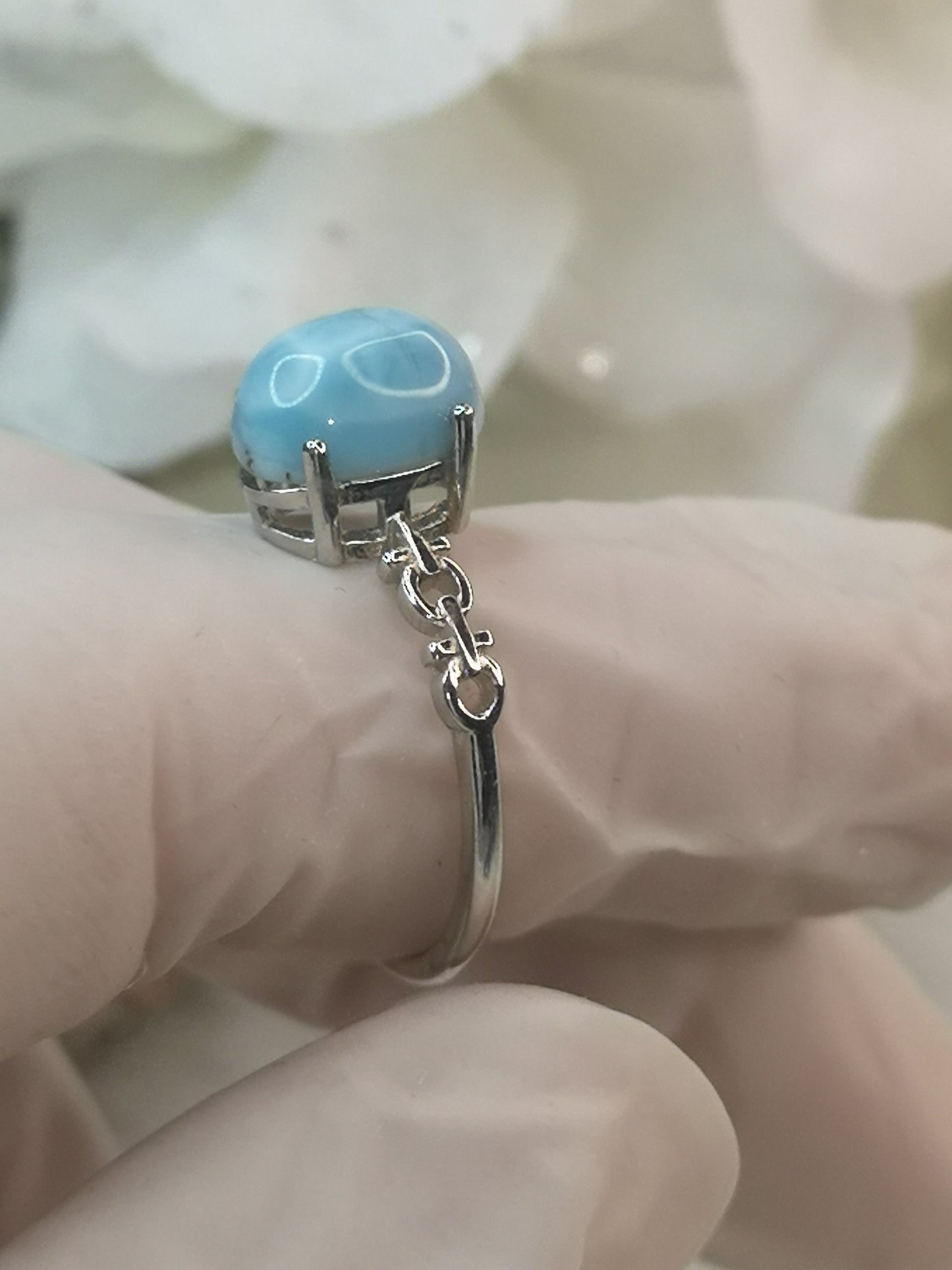 Larimar 925 Silber Ring, verstellbar