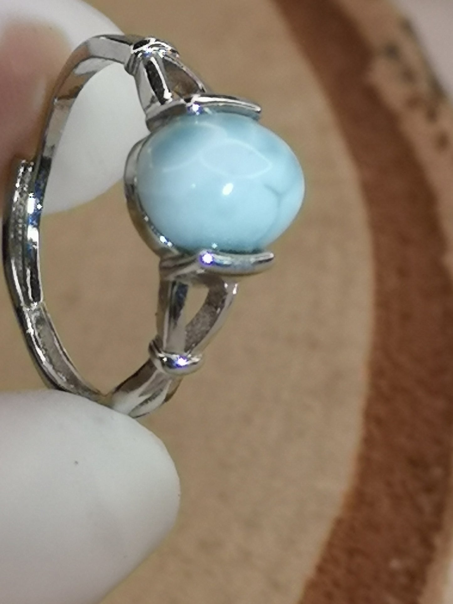 Larimar Edelstein Kupfer Ring verstellbar