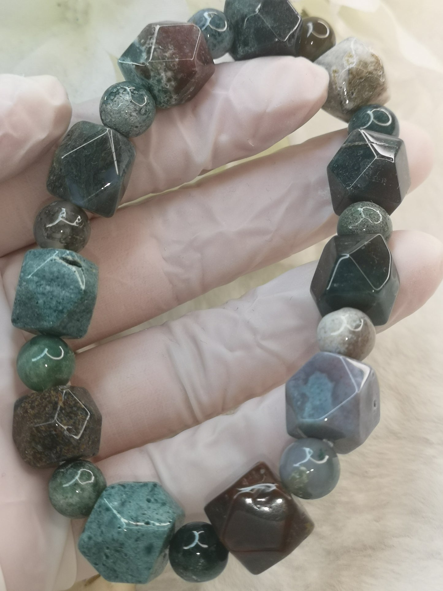 Moos Achat Edelstein, Armband