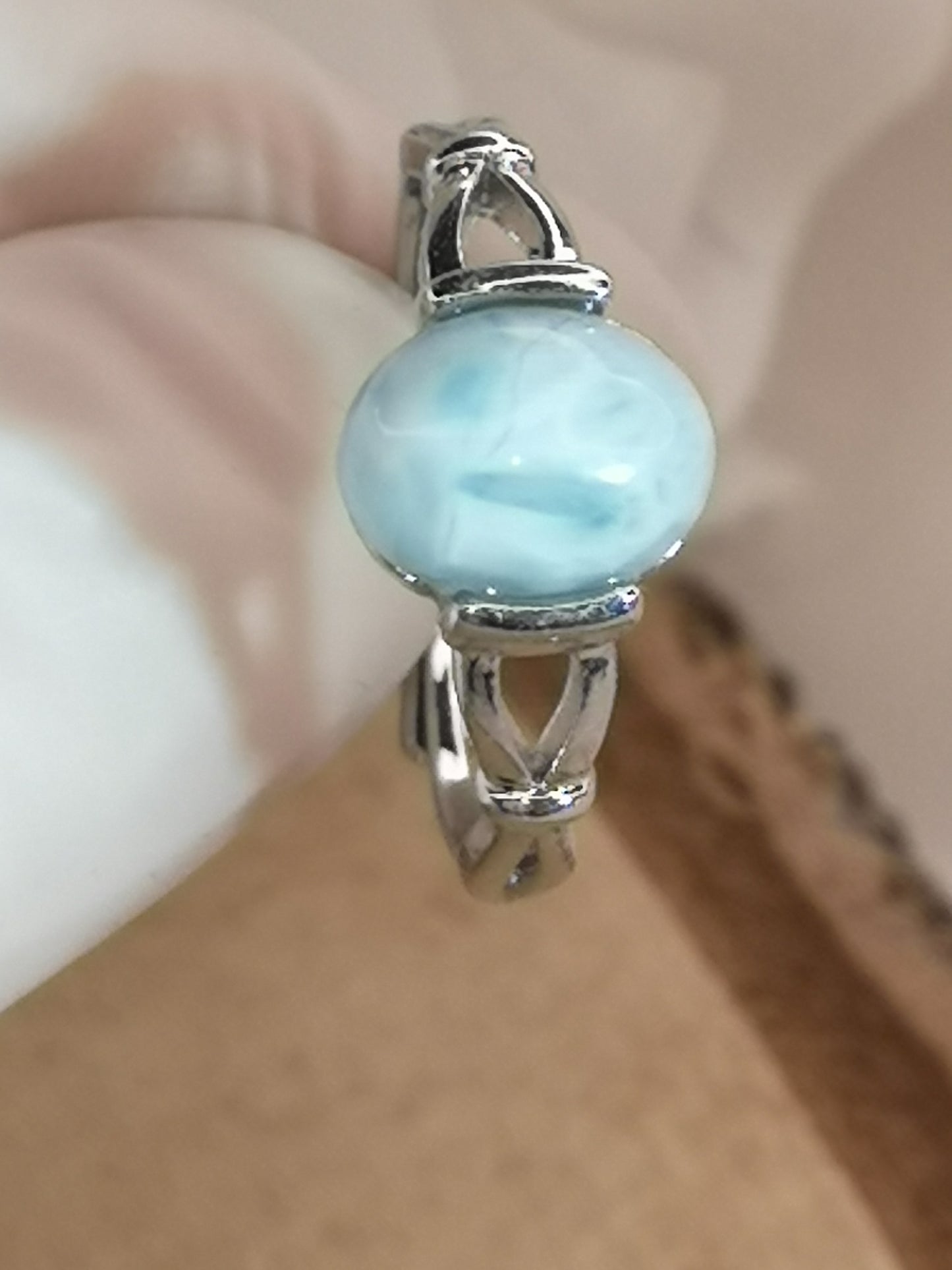 Larimar Edelstein Kupfer Ring verstellbar