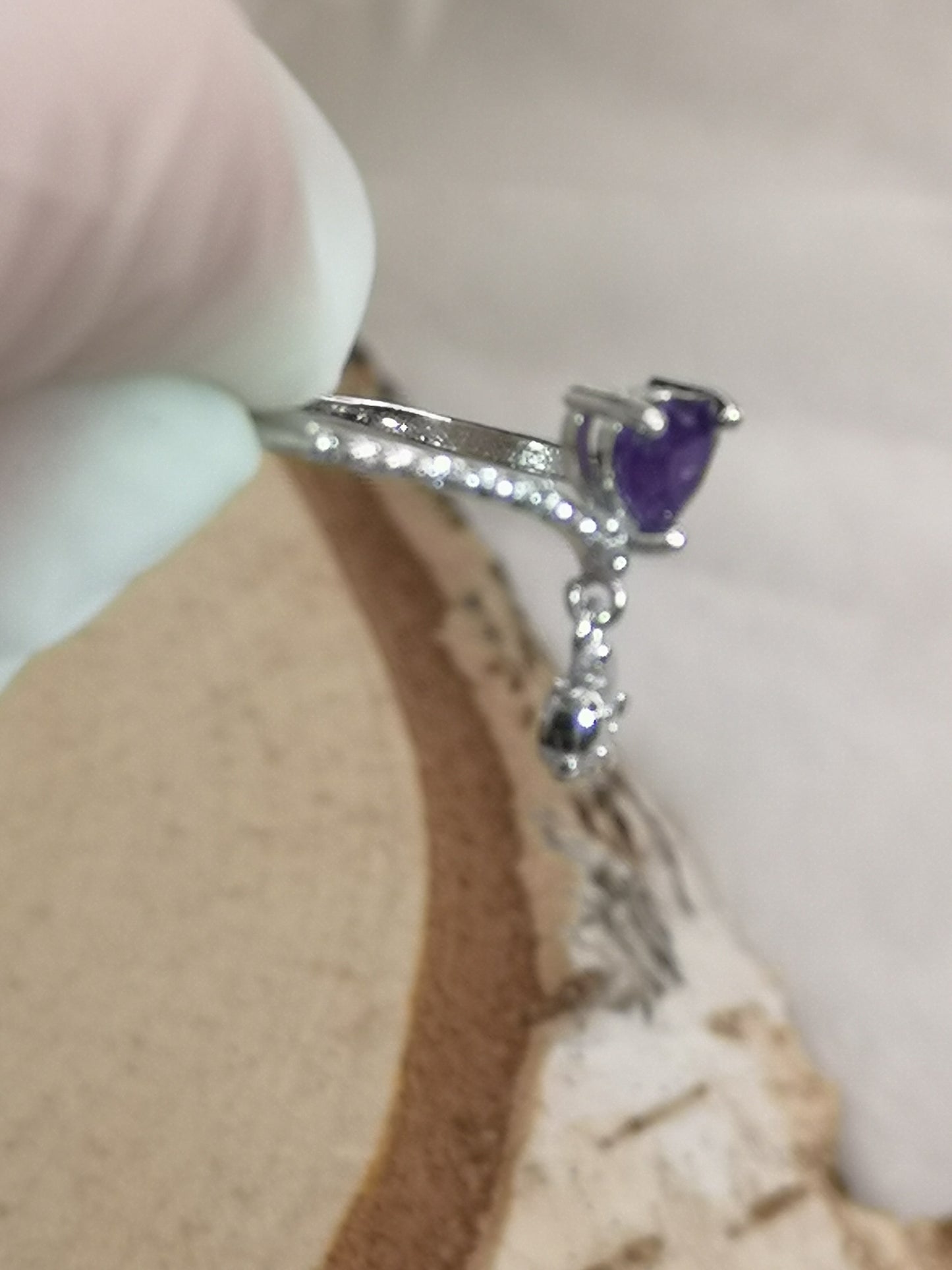 Amethyst Edelstein, Kupfer Ring verstellbar