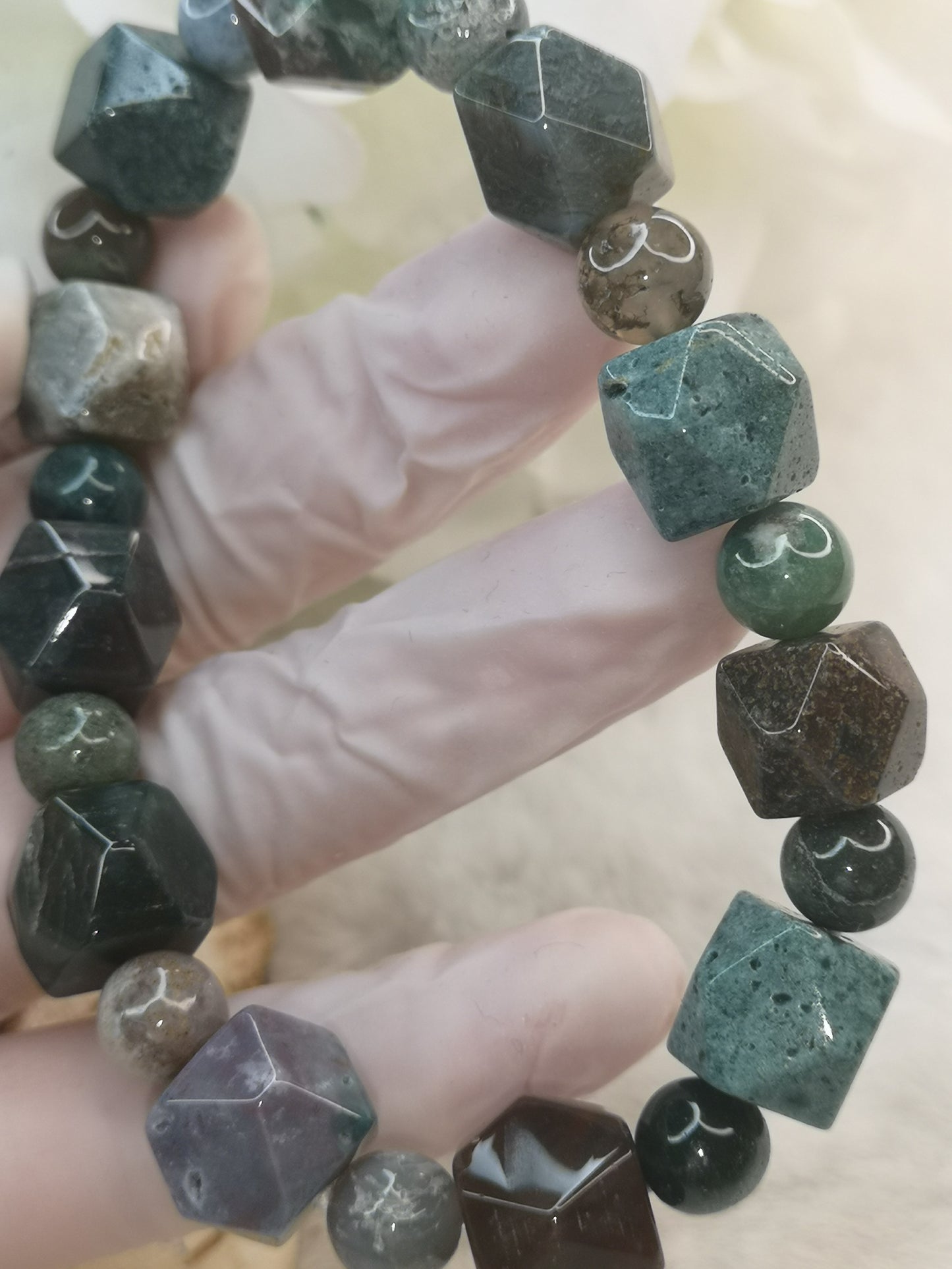 Moos Achat Edelstein, Armband