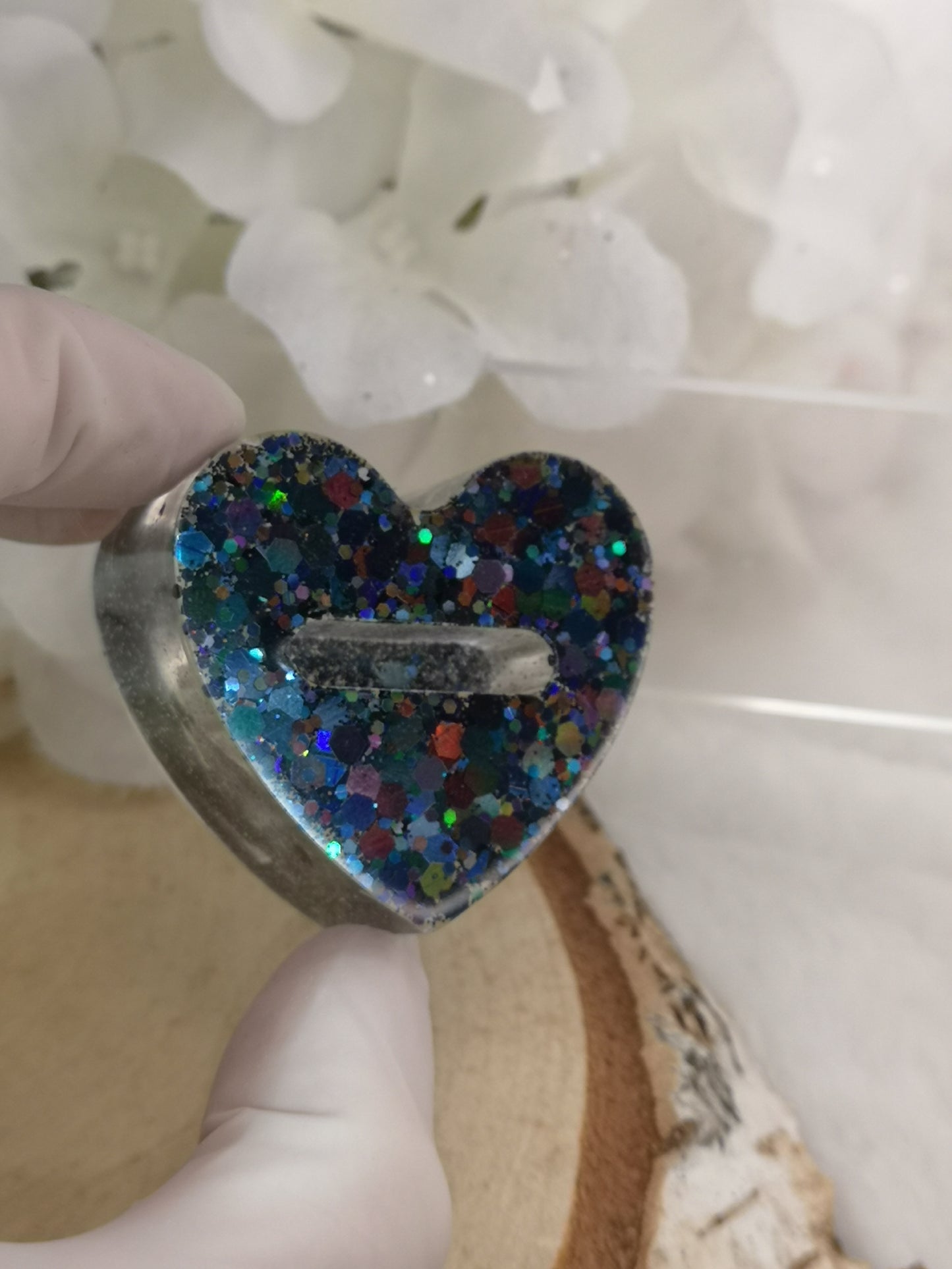 Ring Halter Herzform aus Kunstharz Unikat Resinart Handmade #dayza
