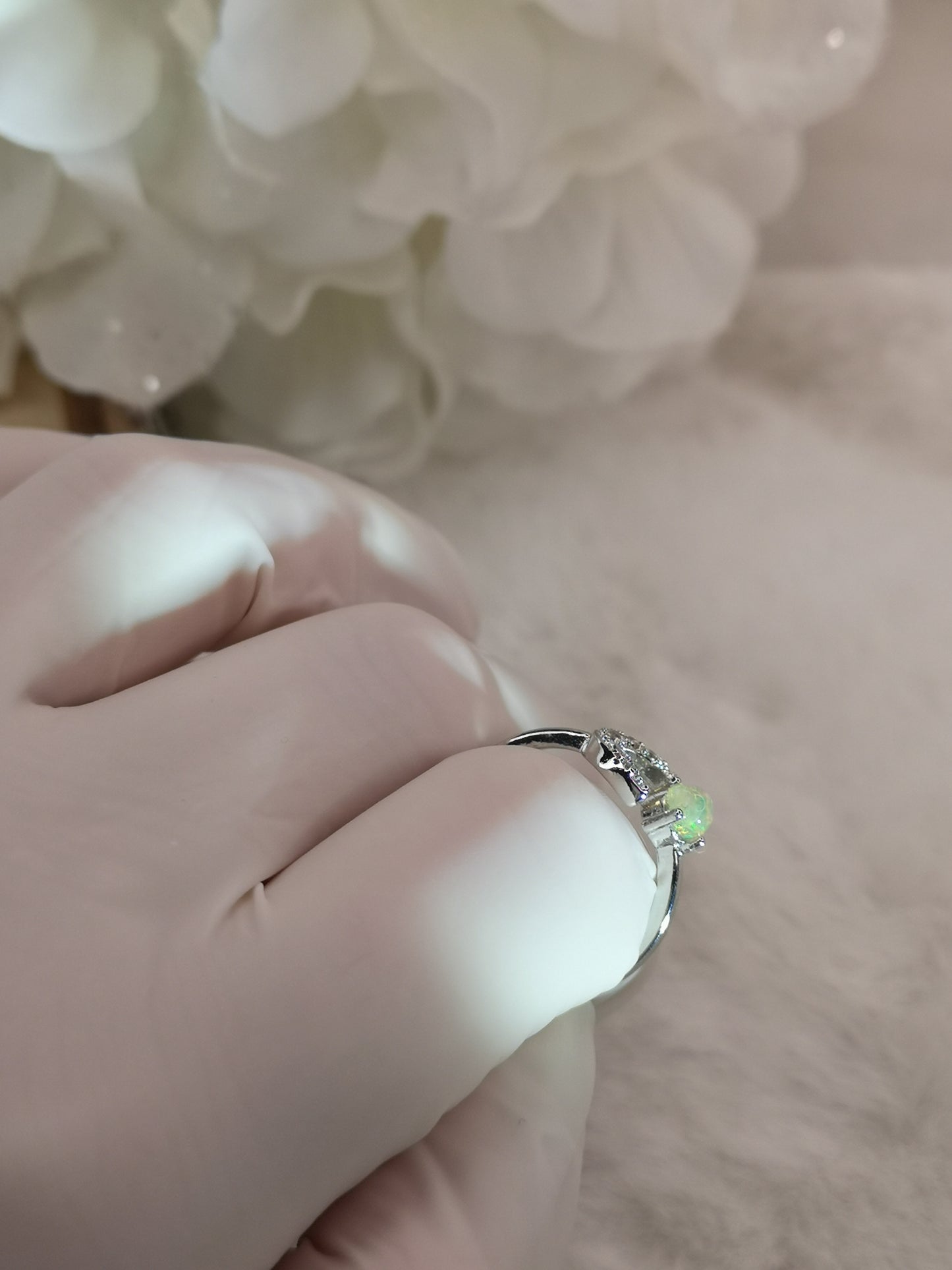 Opal Edelstein Kupfer Ring verstellbar