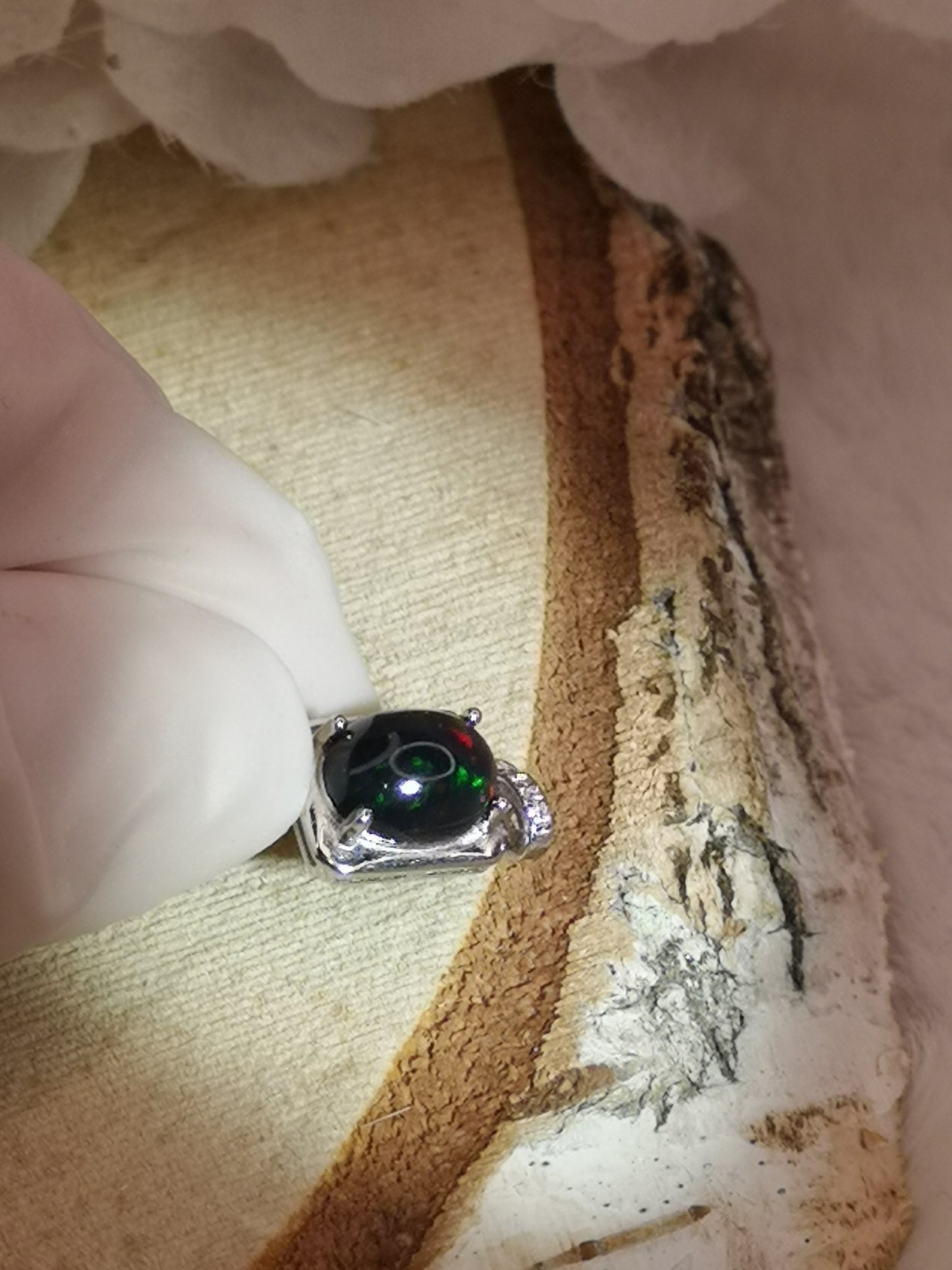 Black Opal Edelstein, 925 Silber Ketten Anhänger