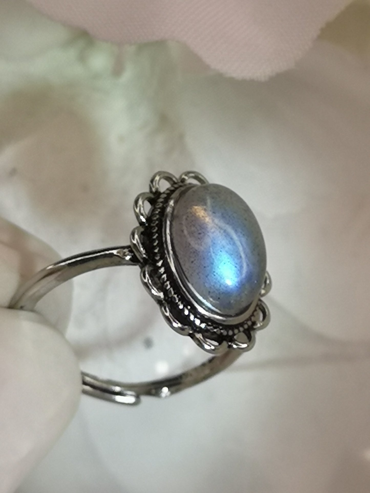 Labradorite Edelstein Kupfer Ring verstellbar