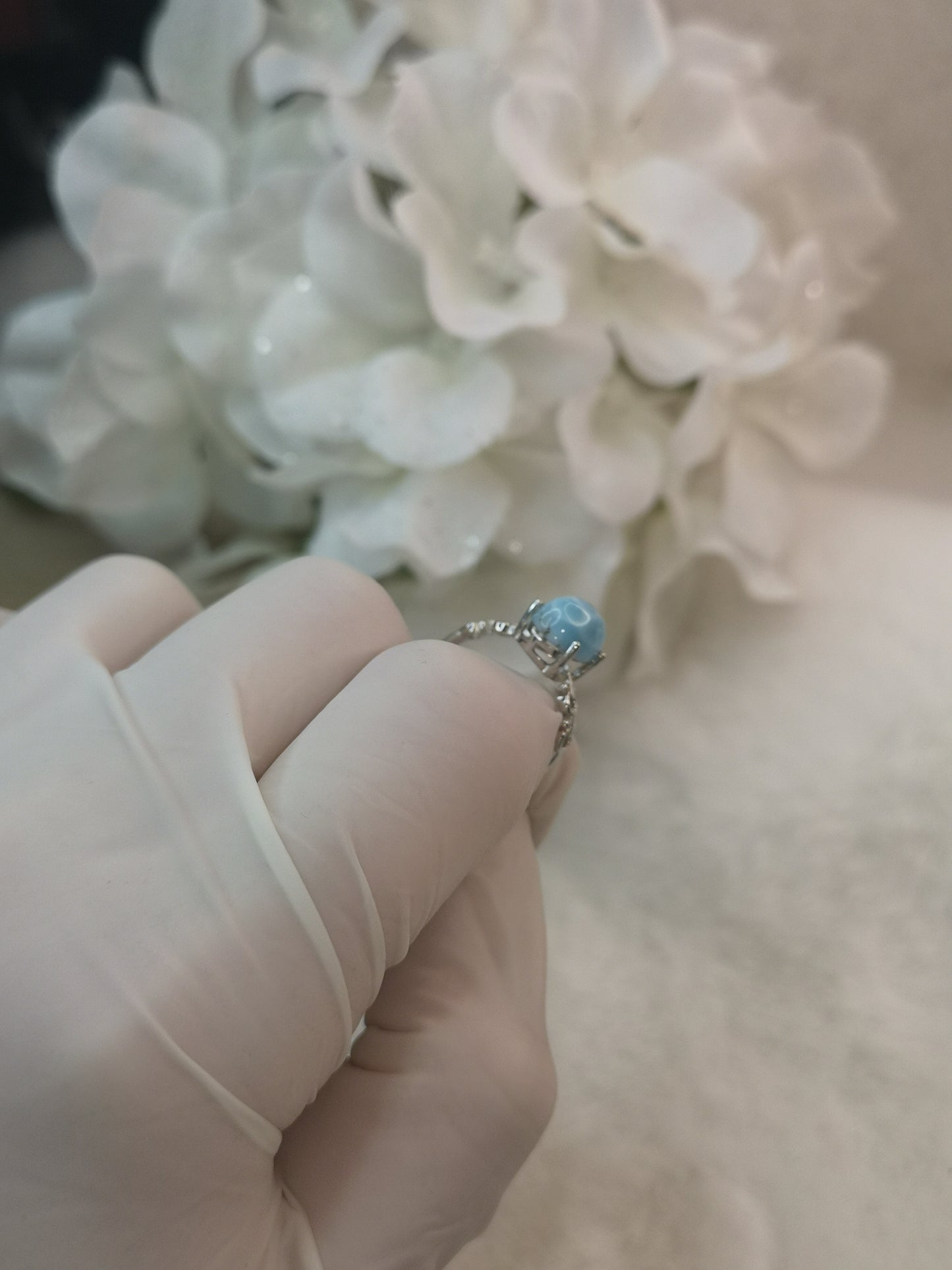 Larimar 925 Silber Ring, verstellbar