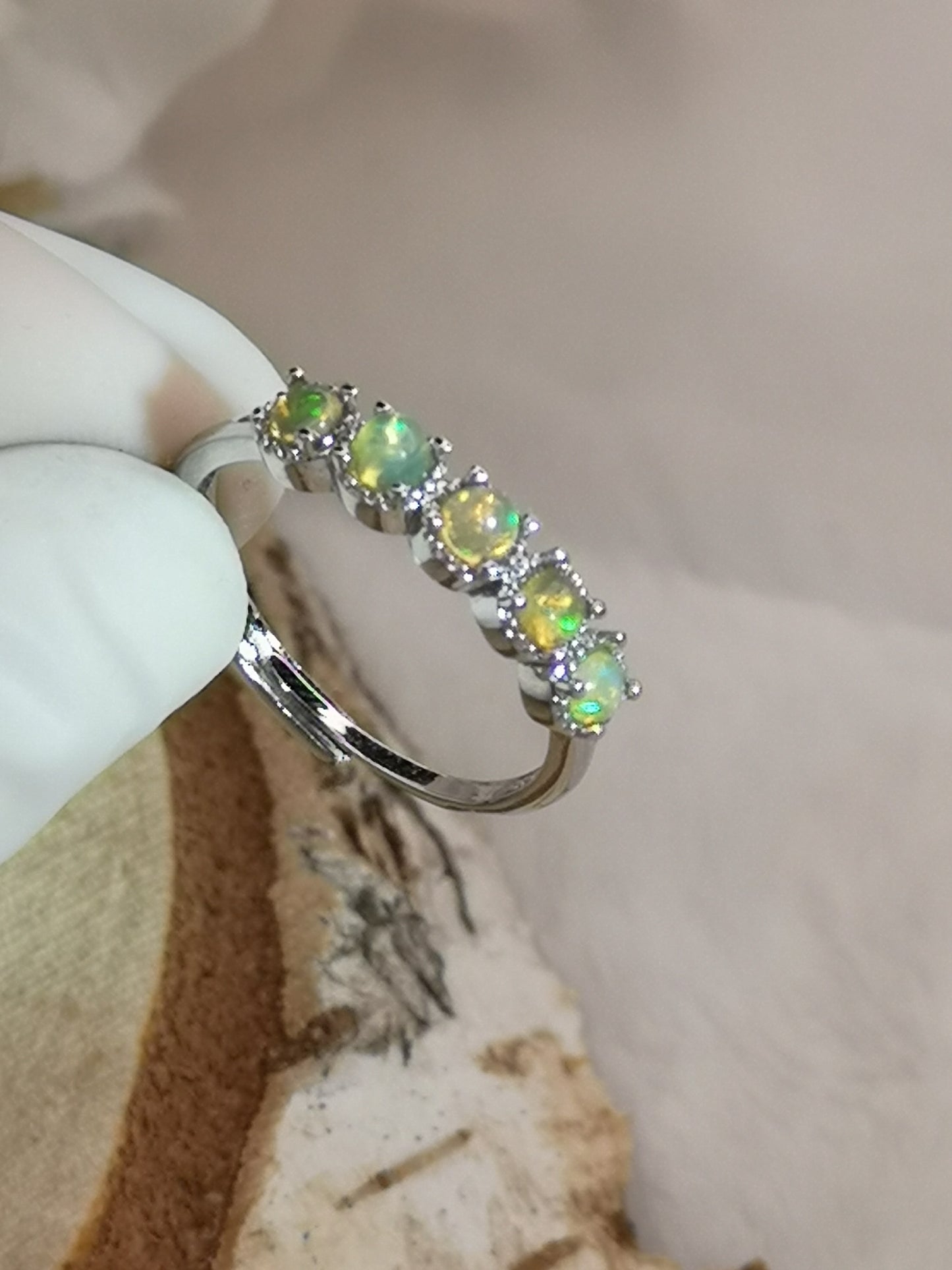 Opal Edelsteine, Kupfer Ring verstellbar