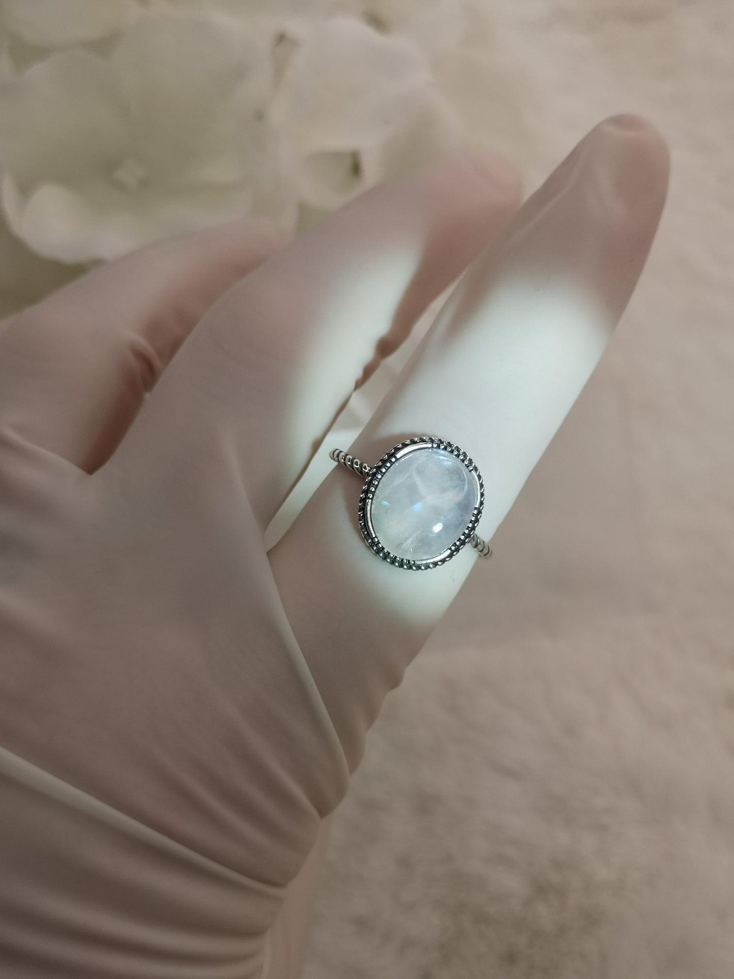 Moonstone 925 Silber Ring verstellbar Edelstein Schmuck