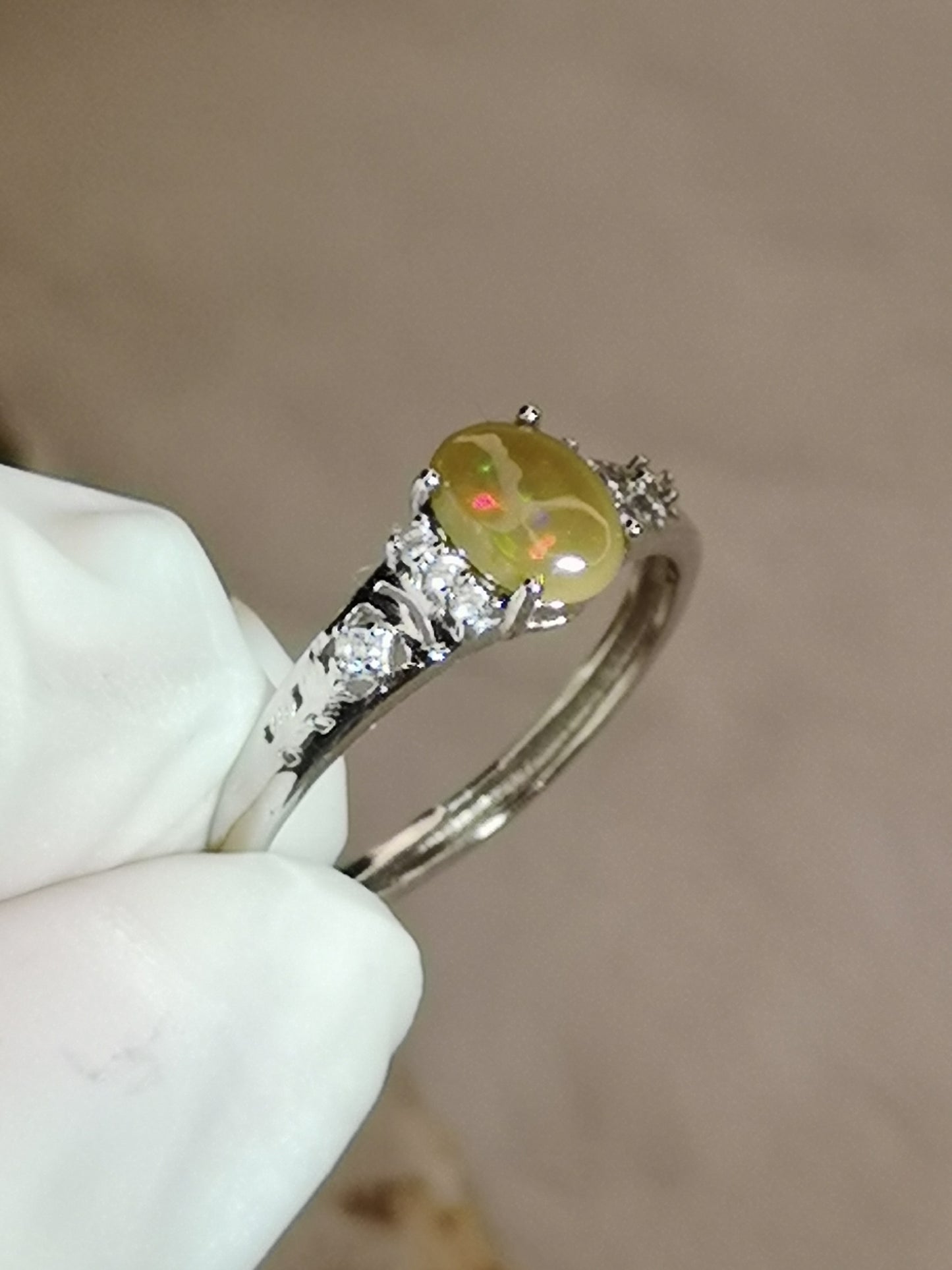 Opal Edelstein, Kupfer Ring, verstellbar