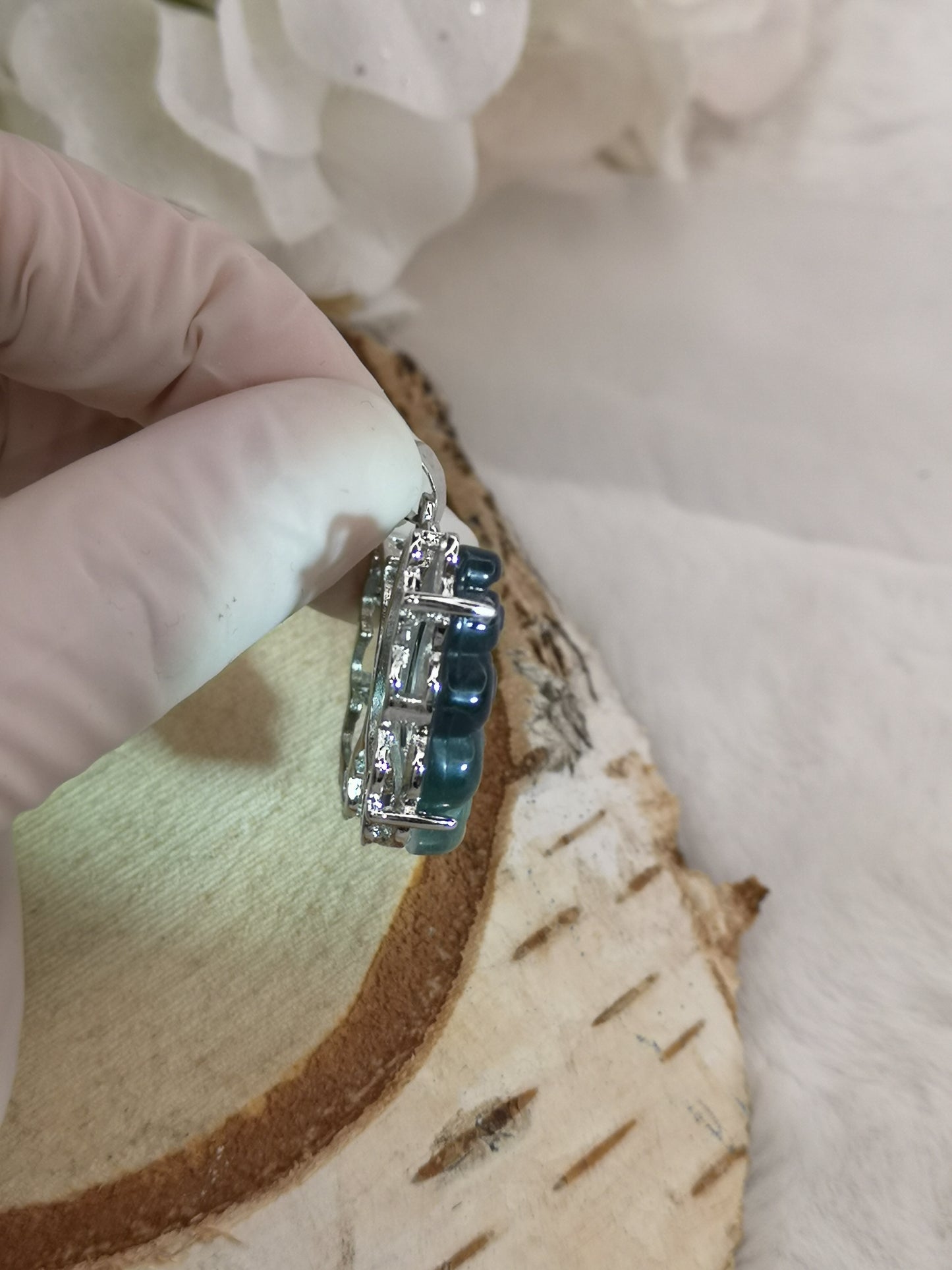 Blauer Fluorite Edelstein Schmetterling Kupfer Ketten Anhänger