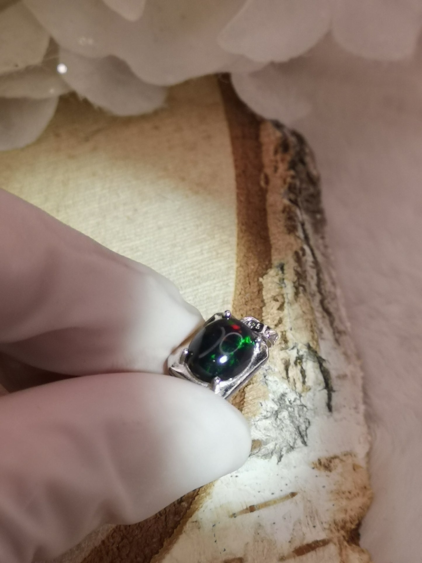 Black Opal Edelstein, 925 Silber Ketten Anhänger