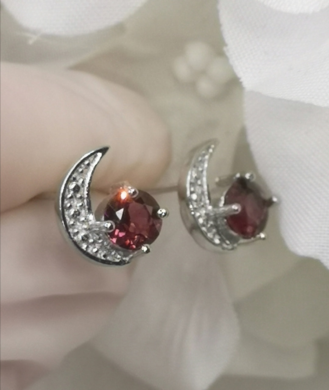 Purple Granat Edelstein, 925 Silber Ohrringe