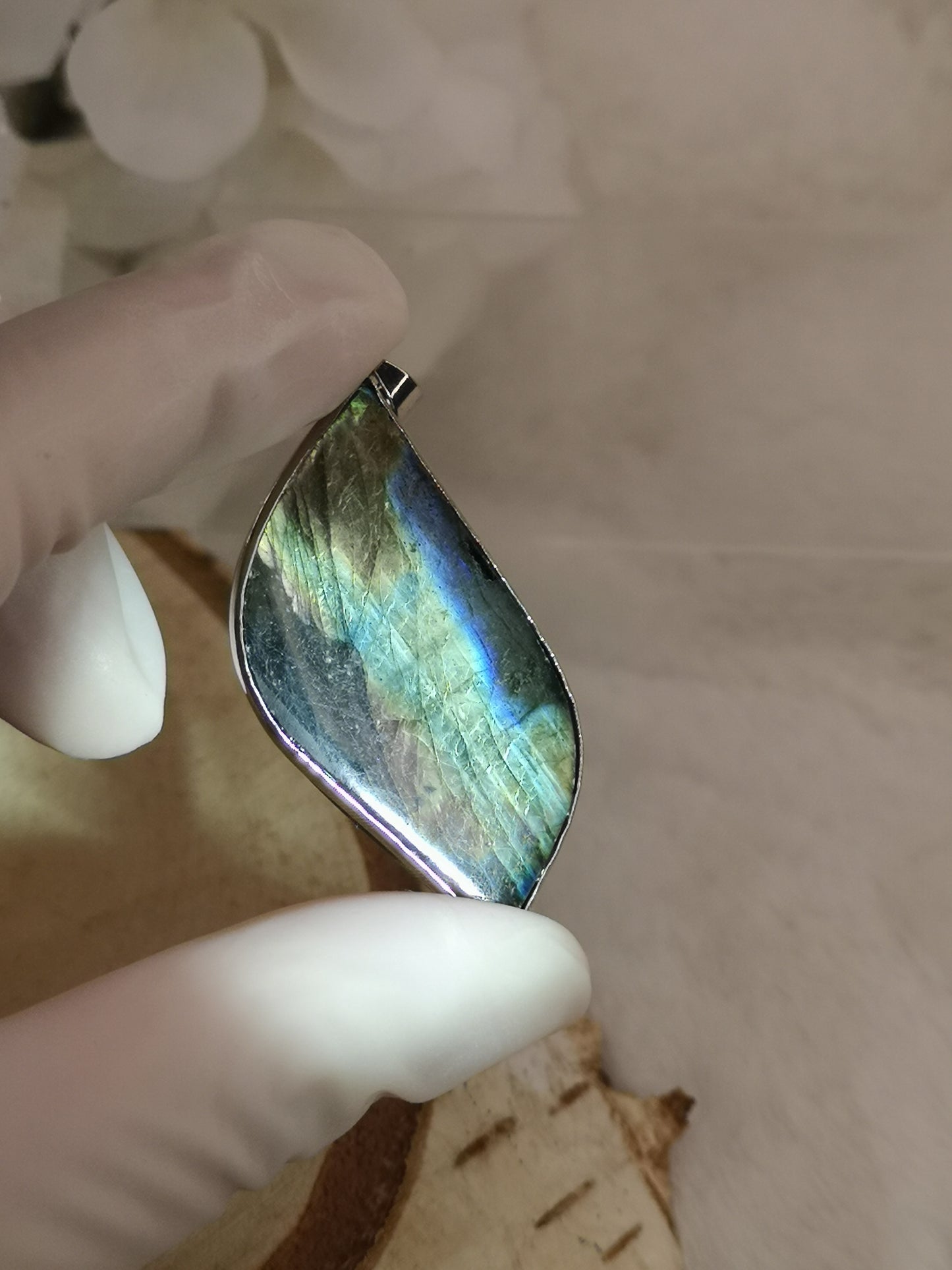 Labradorite Edelstein Tropfen, Kupfer Ketten Anhänger