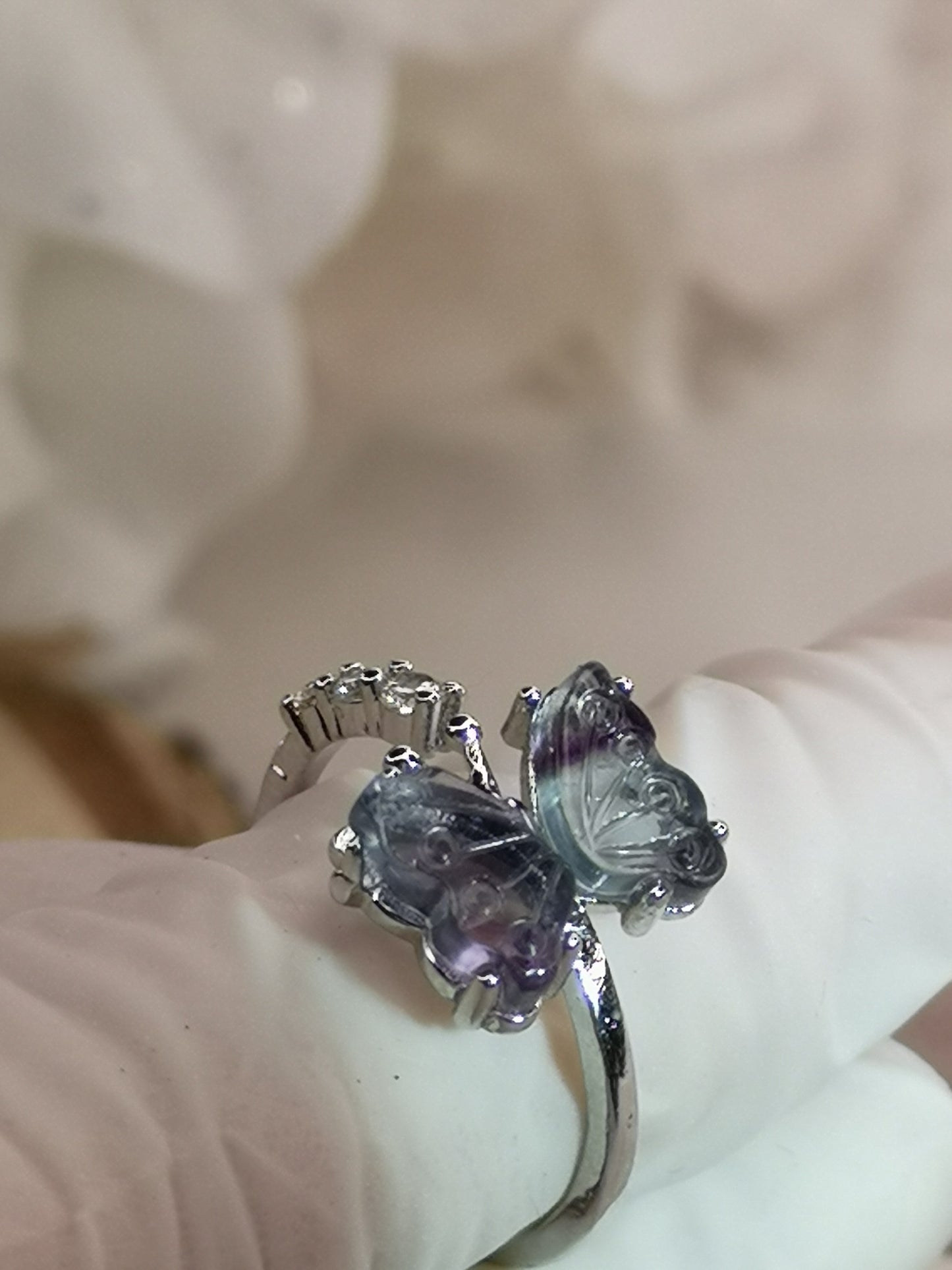Fluorite Edelstein Schmetterling Kupfer Ring