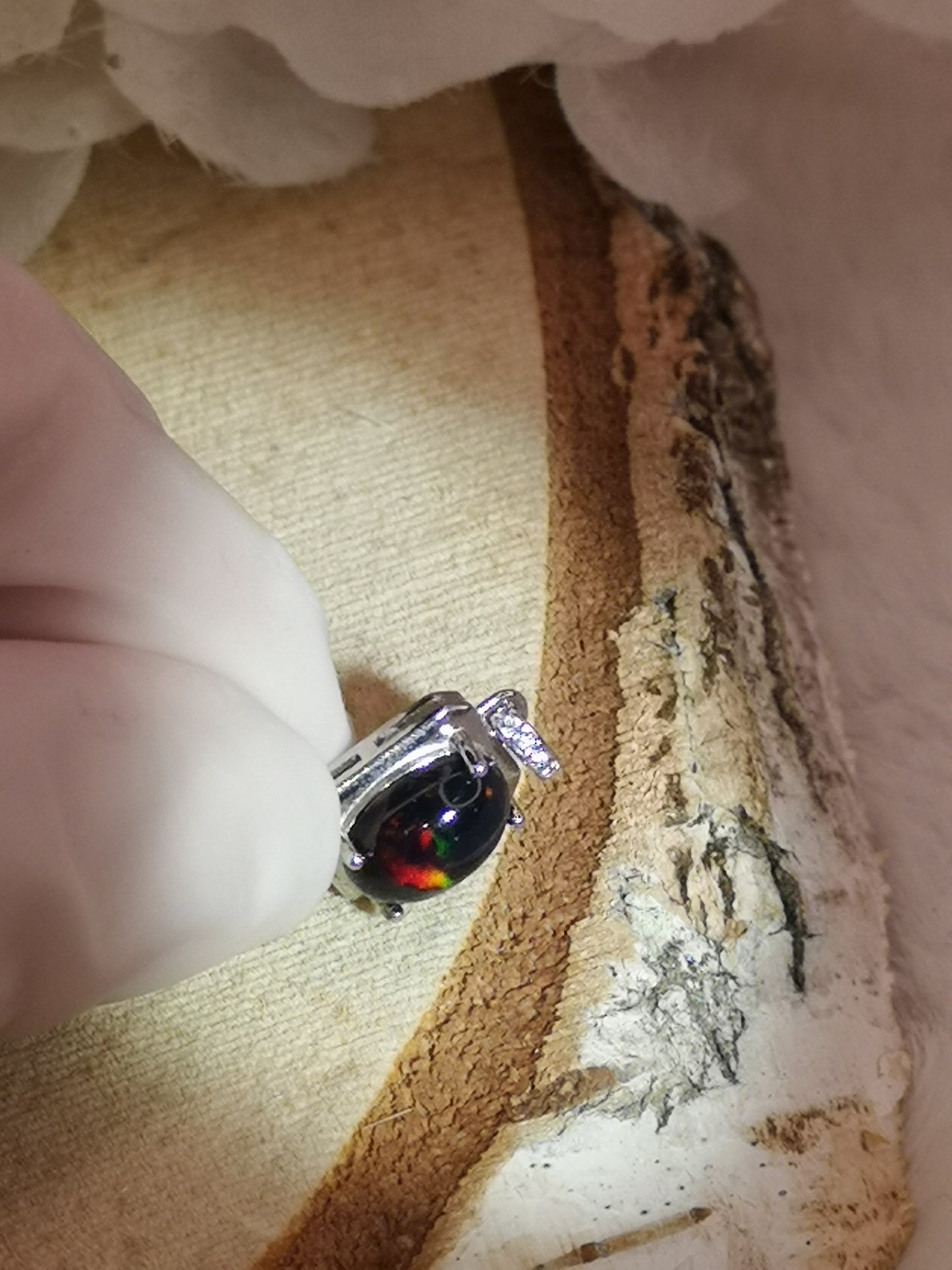 Black Opal Edelstein, 925 Silber Ketten Anhänger