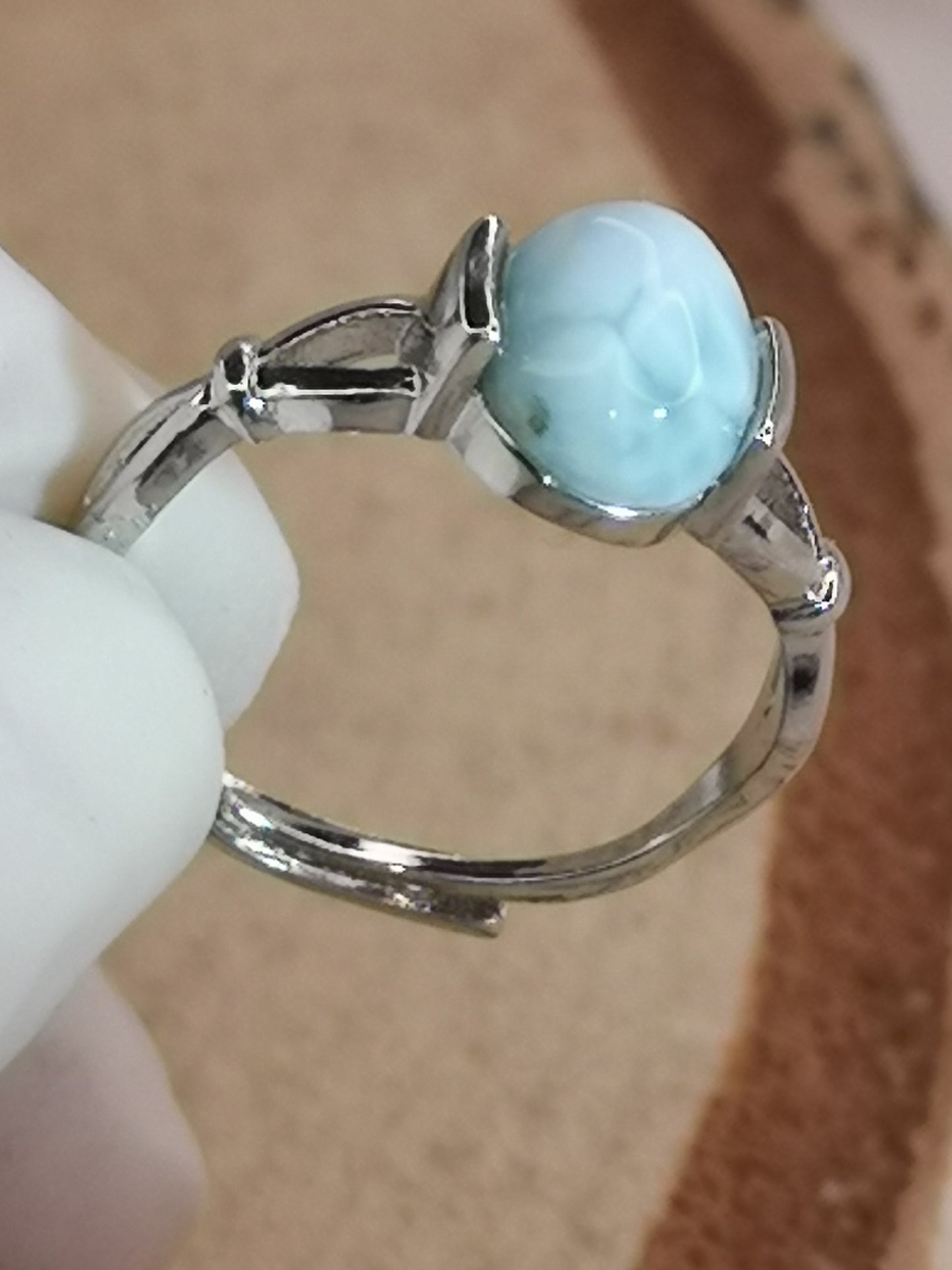 Larimar Edelstein Kupfer Ring verstellbar
