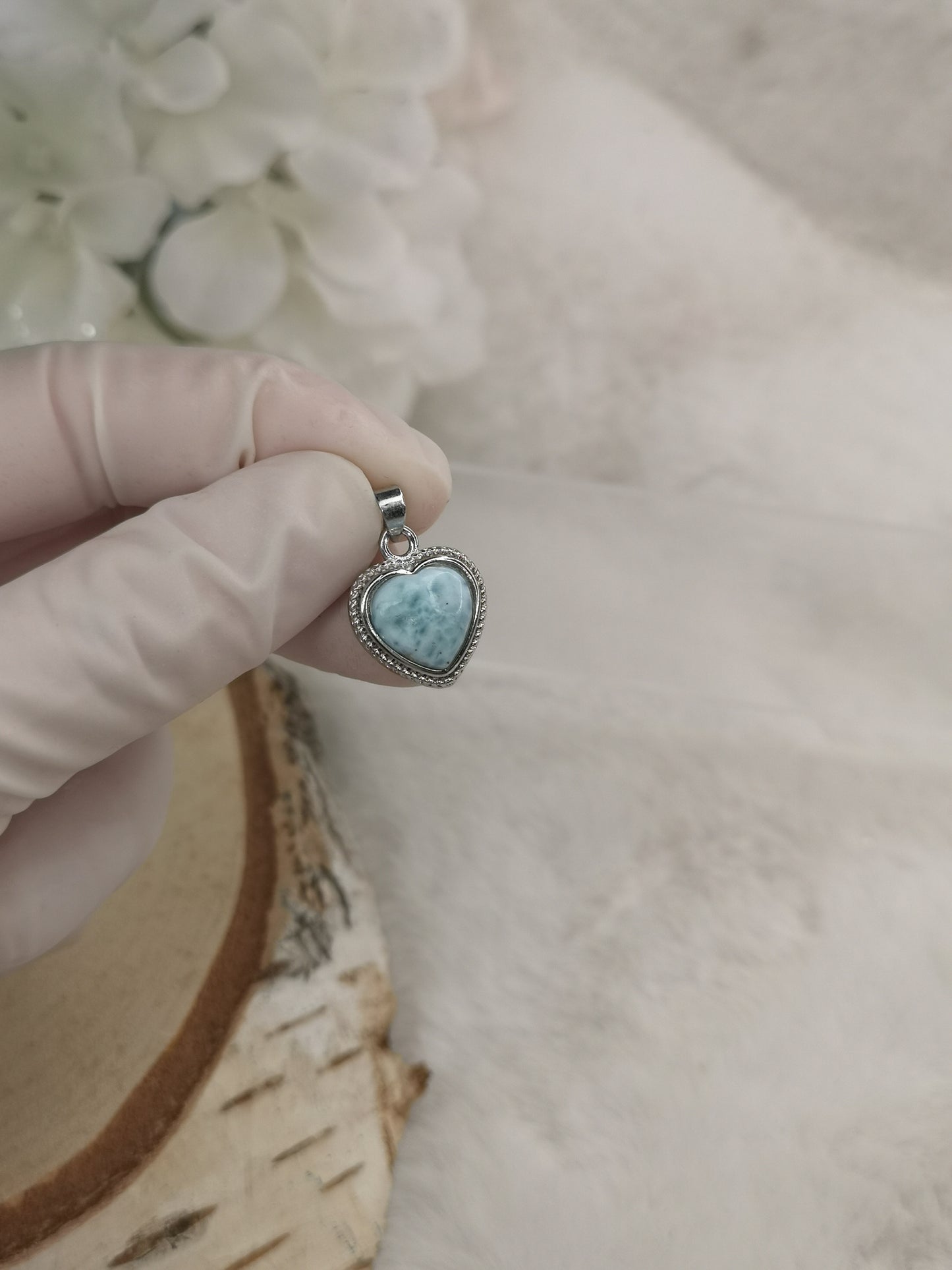 Larimar Edelstein, Kupfer Ketten Anhänger