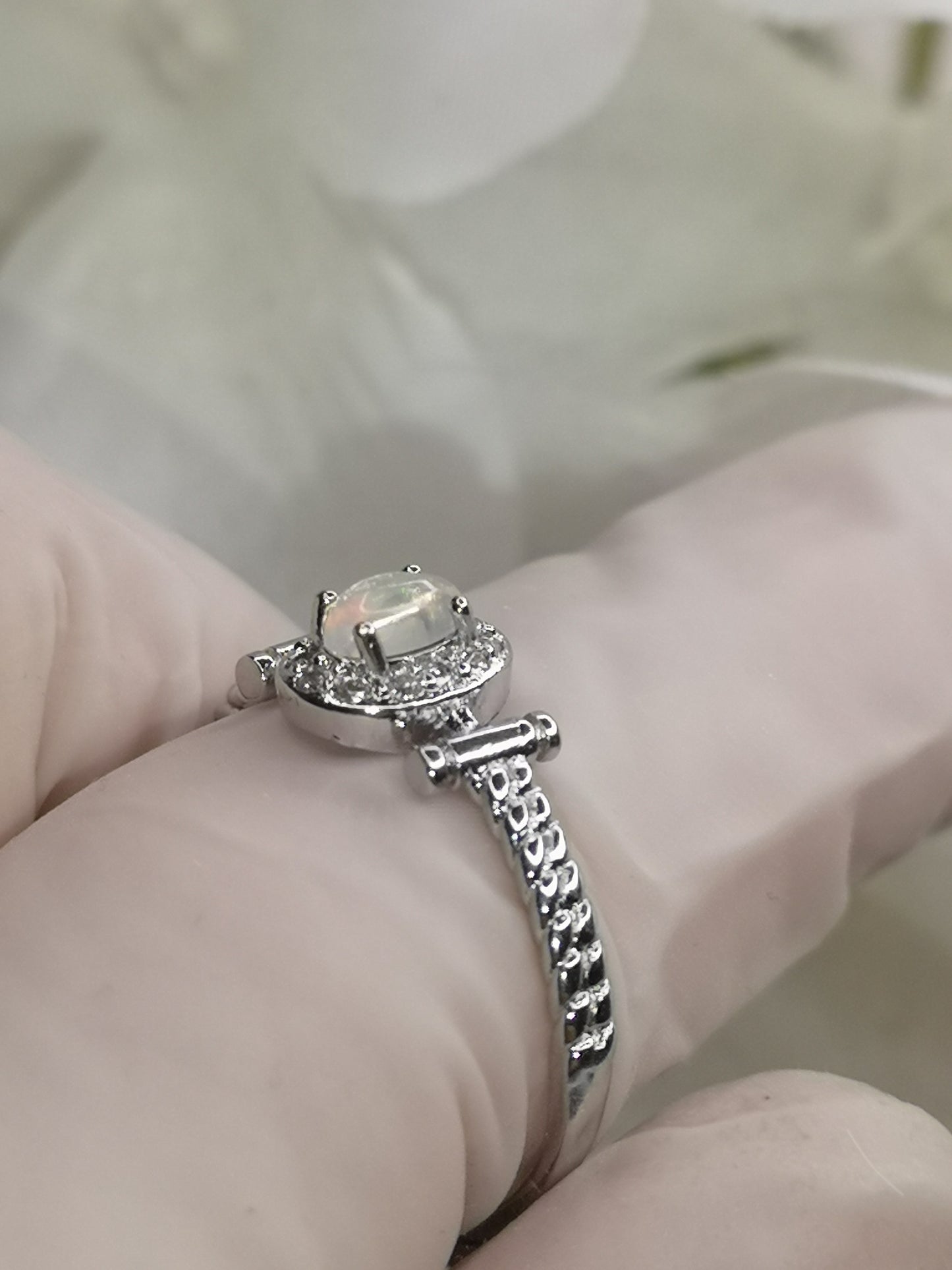 Opal 925 Silber Ring, verstellbar