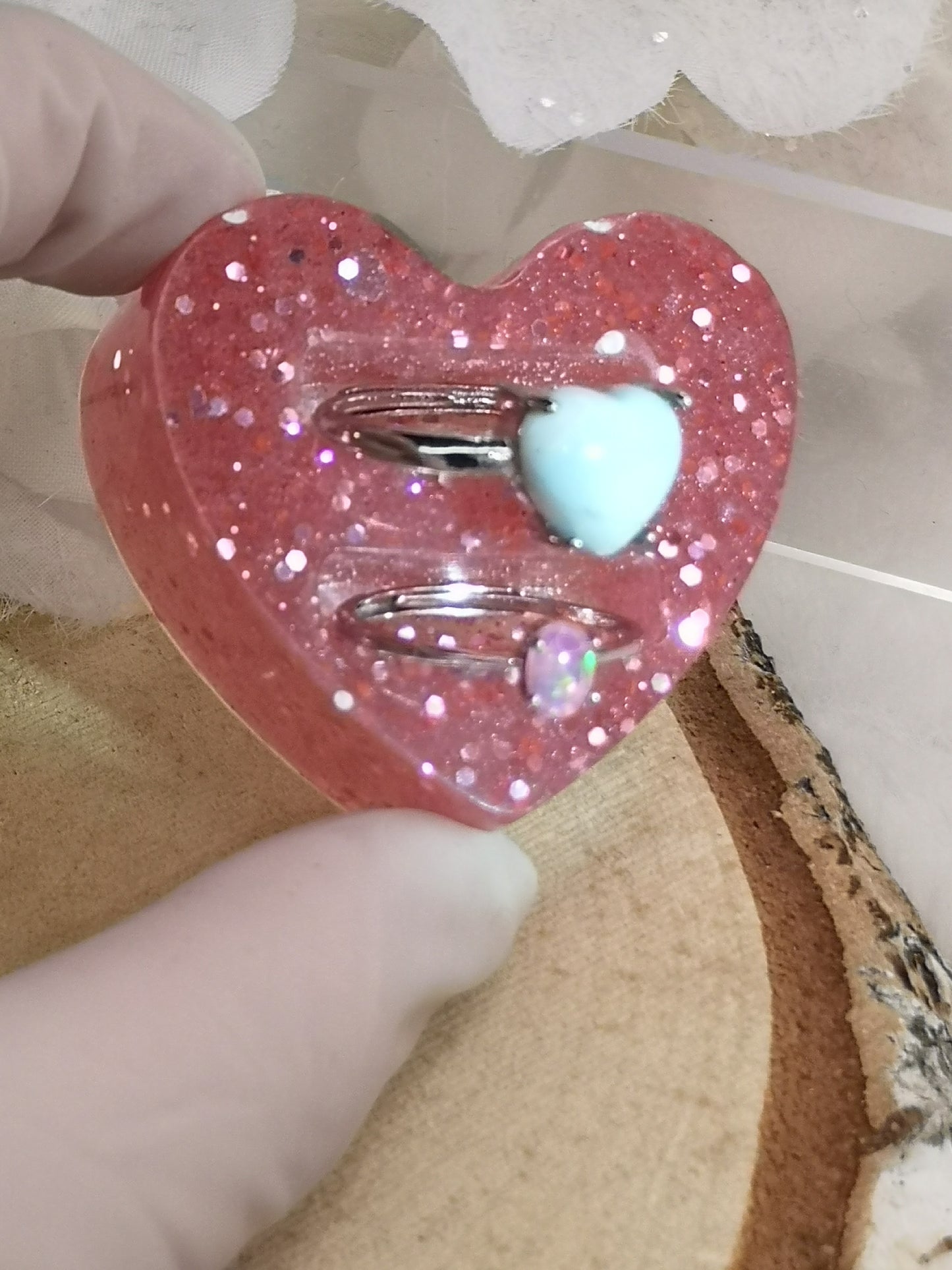 Herz Ring Halter aus Kunstharz Unikat Resinart Handmade #dayza