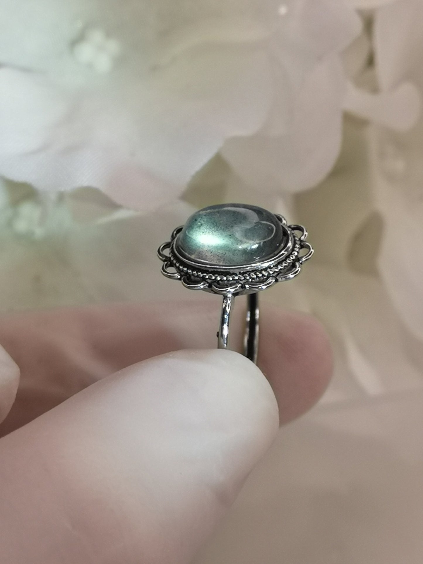 Labradorite Edelstein Kupfer Ring verstellbar