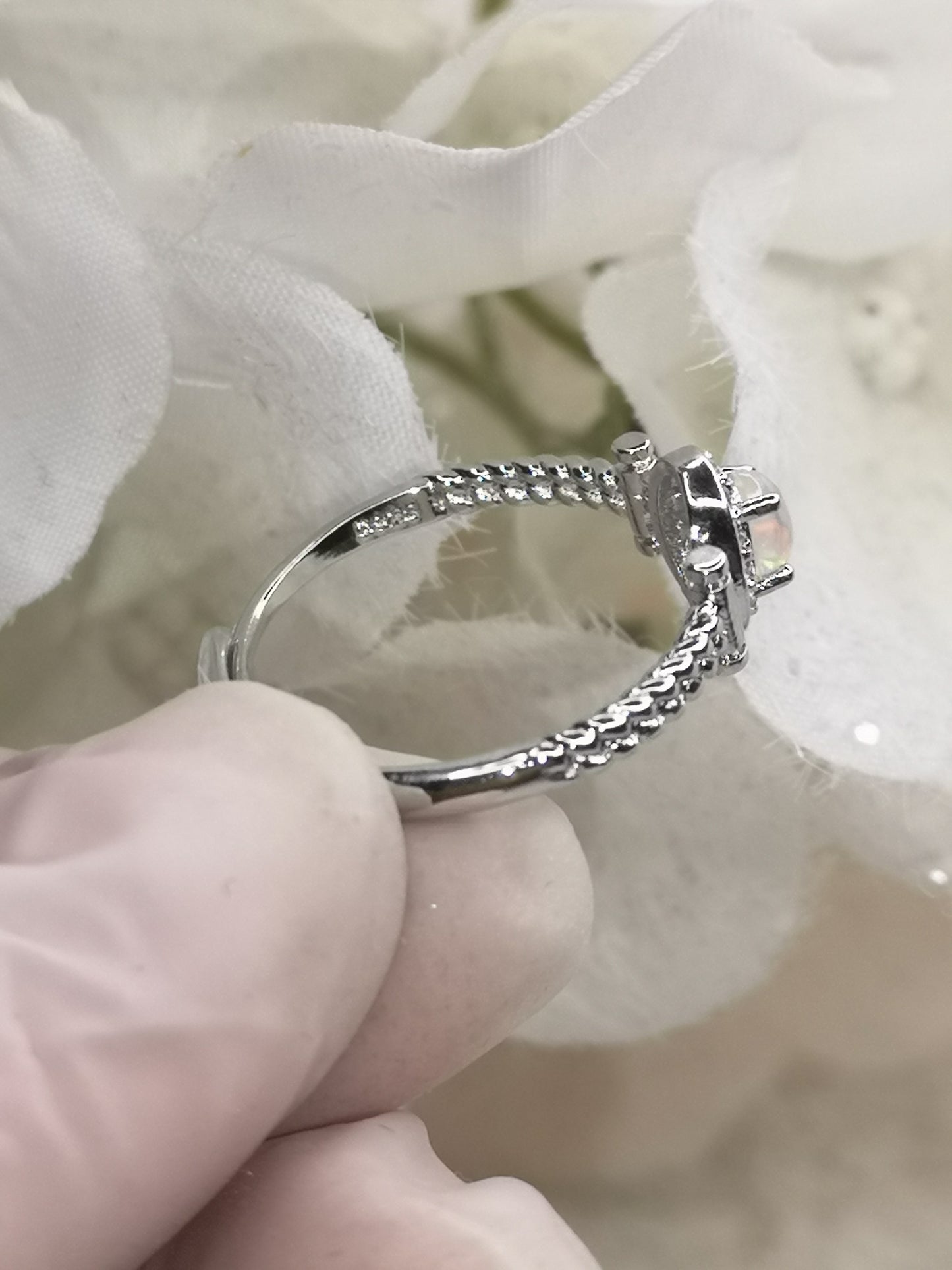 Opal 925 Silber Ring, verstellbar